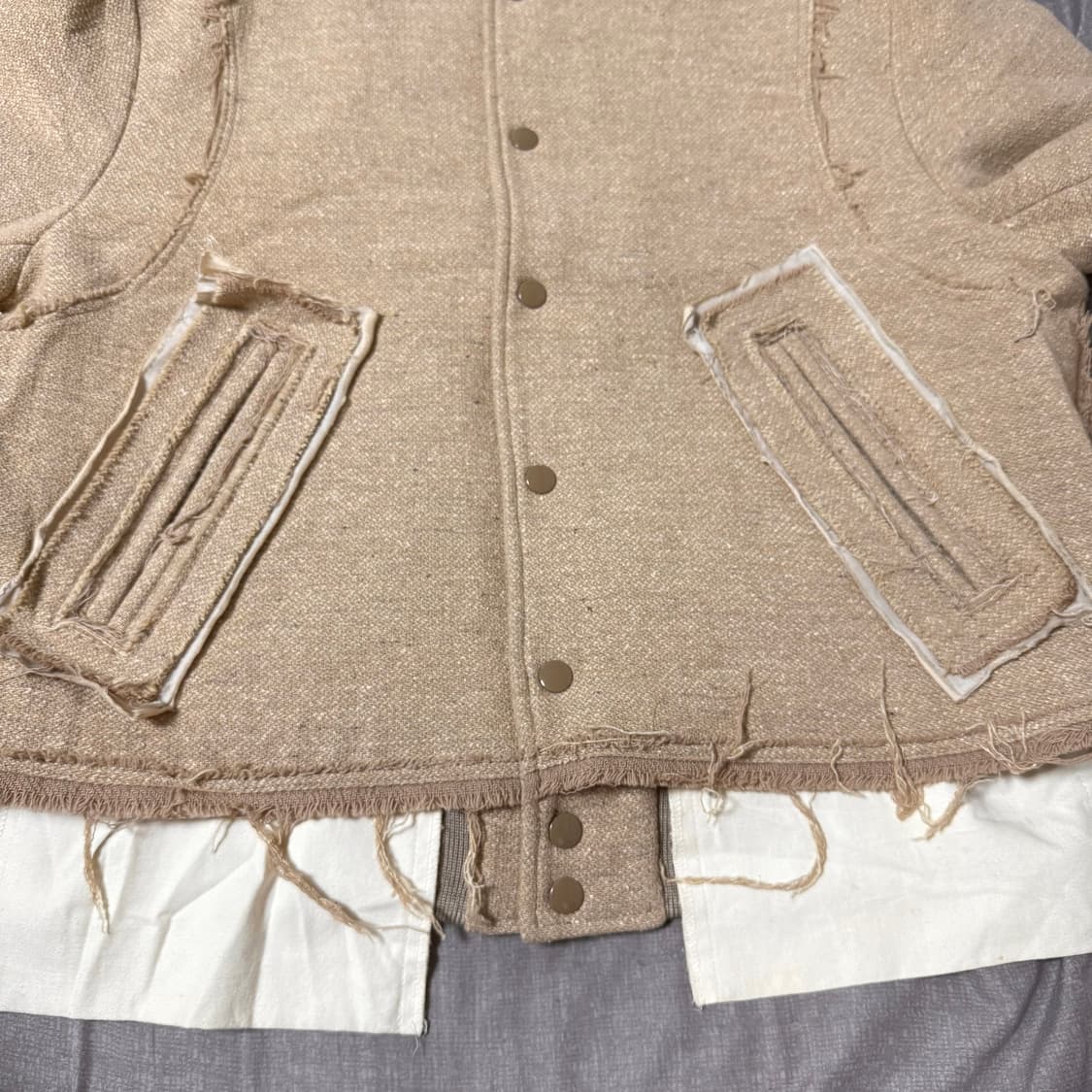 [S,100]미도리카와 컷 오프 울 바시티 자켓 상품이미지8