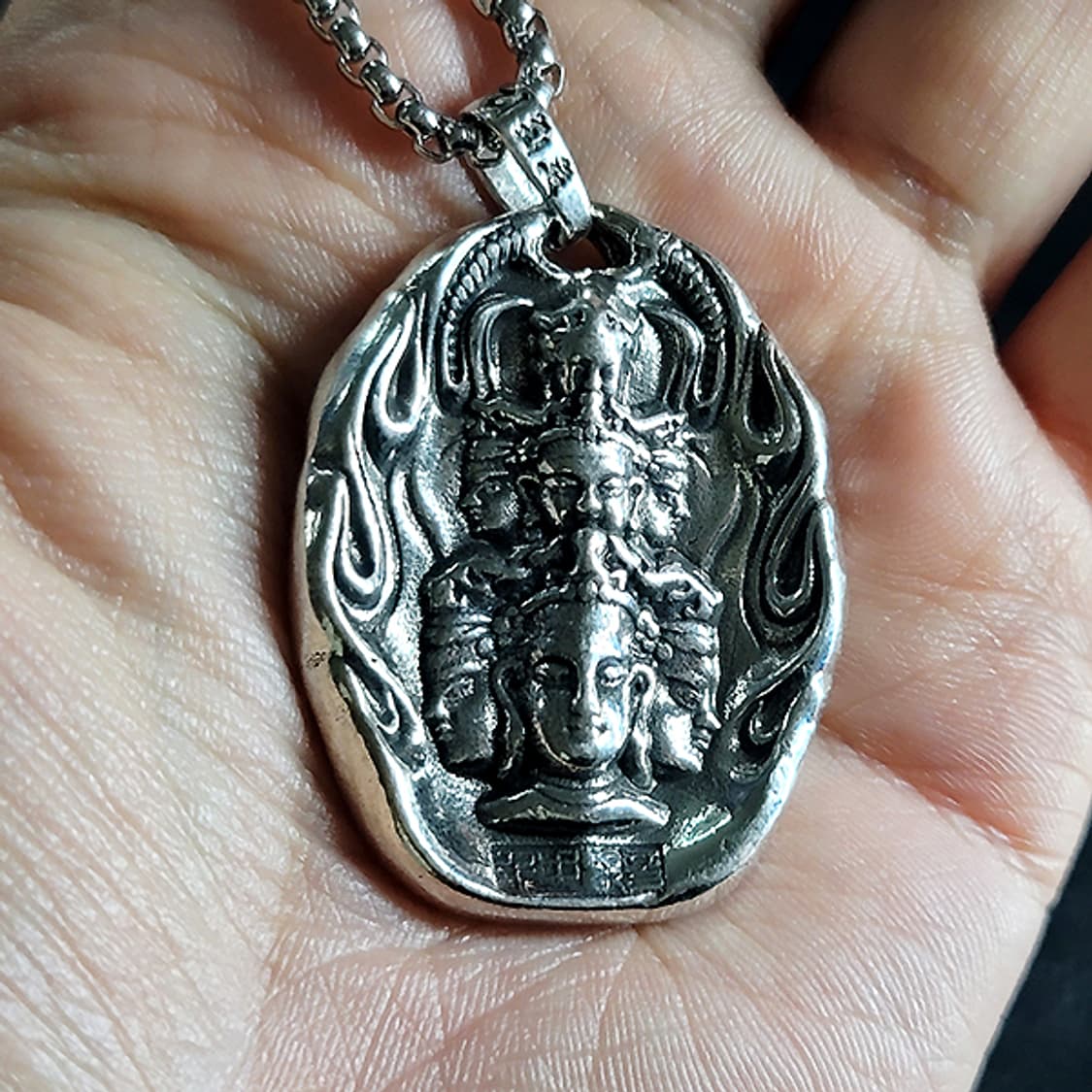 삼면관음 백동 펜던트 엔틱 선물 부처님 관세음보살 불교 남자 목걸이 상품이미지7