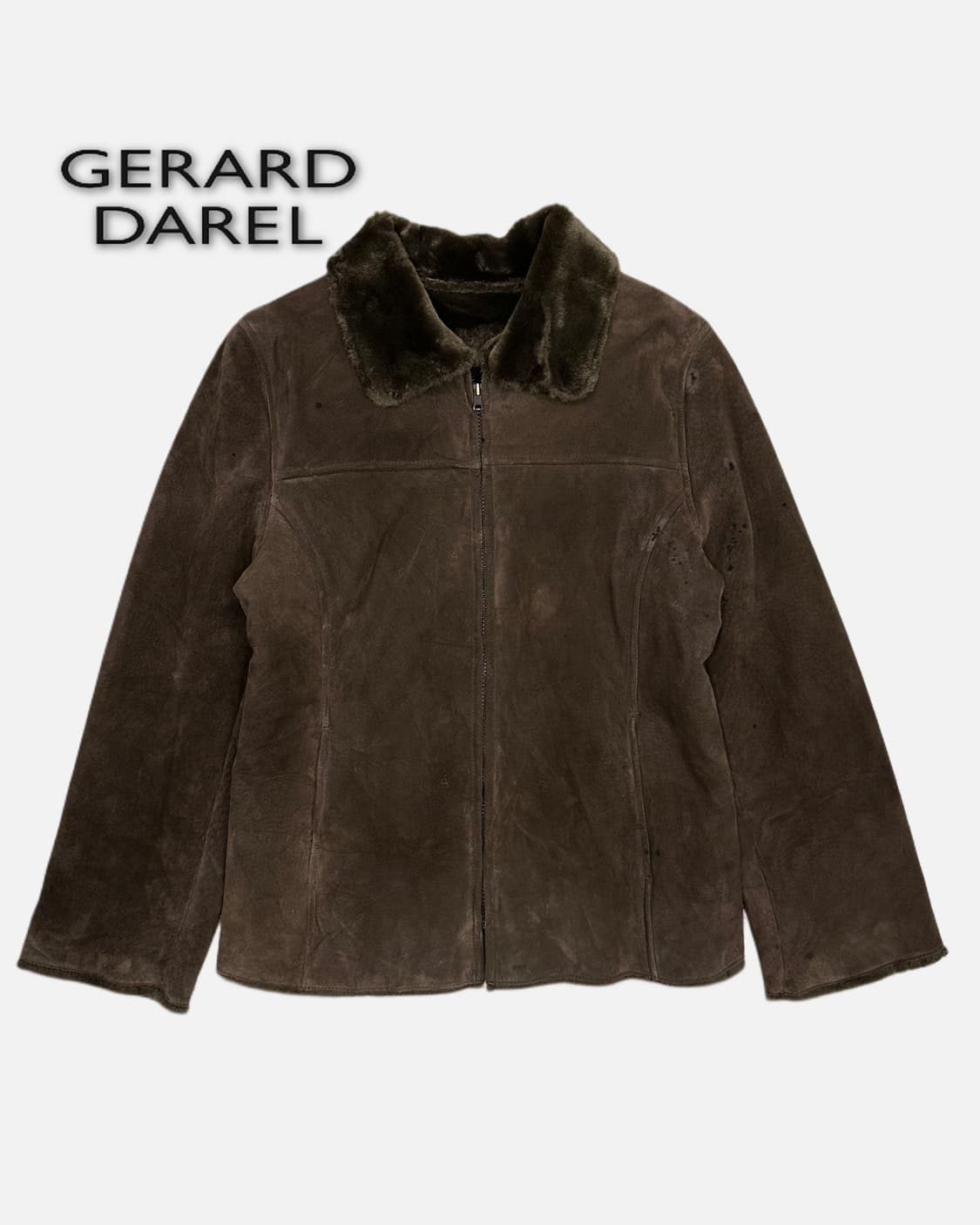 brown suede leather shearling jacket 상품이미지1