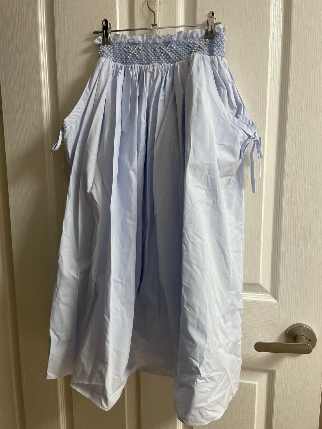 플레따 펄 리본 블라우스, 스커트 M사이즈 (블루) 상품이미지3