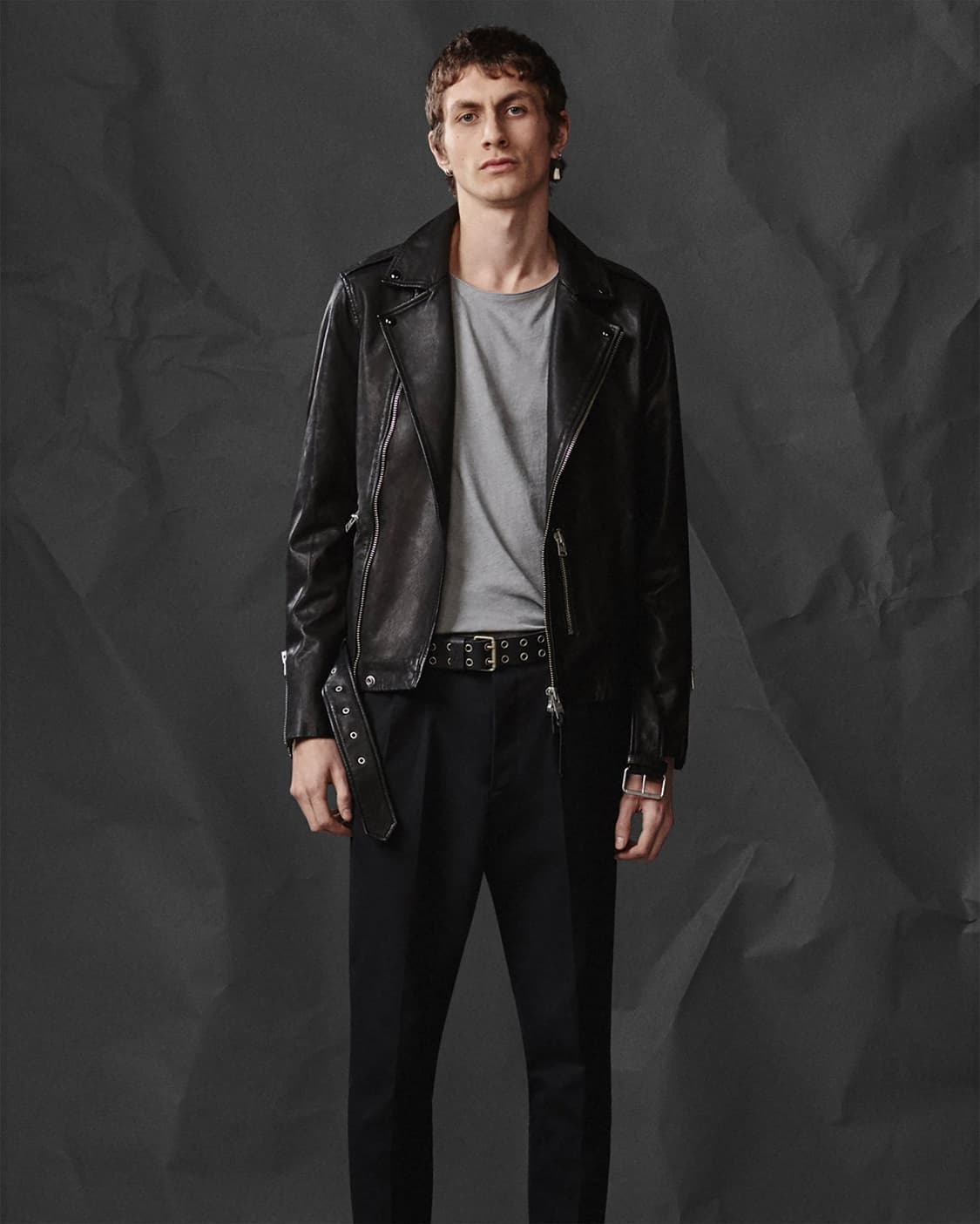 올세인츠 카호 양가죽 벨티드 더블 라이더 자켓 (L / 100) 상품이미지10