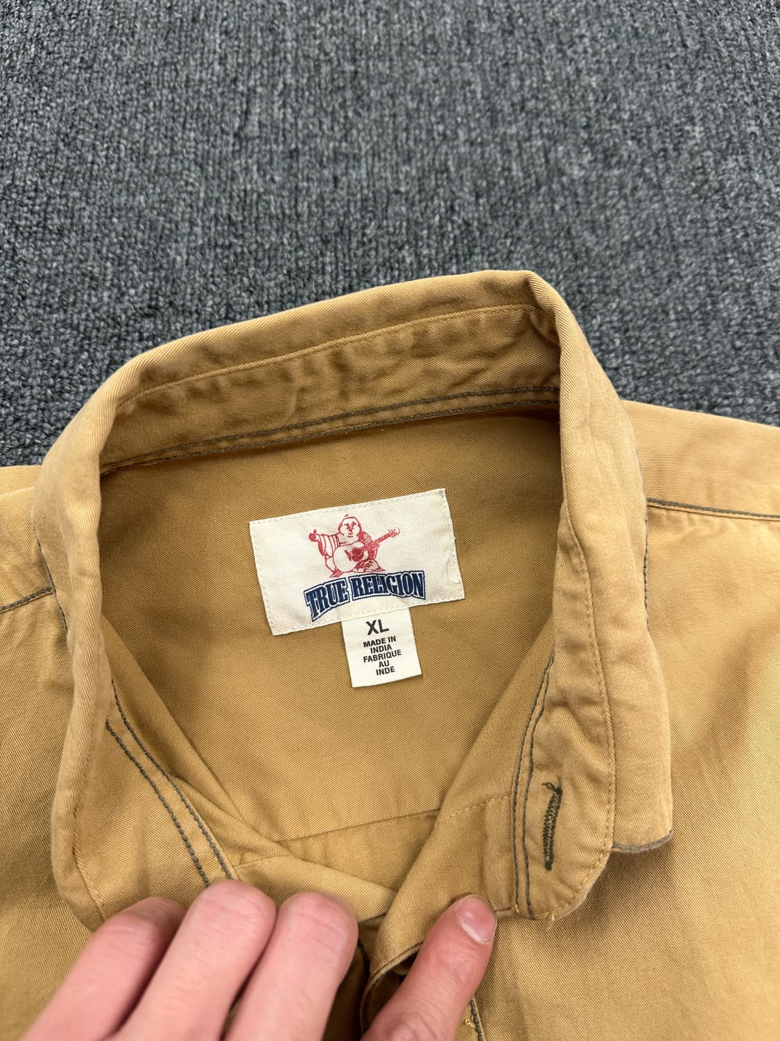 XL) 트루 릴리전 로고 스티치 브라운 데님셔츠 상품이미지7