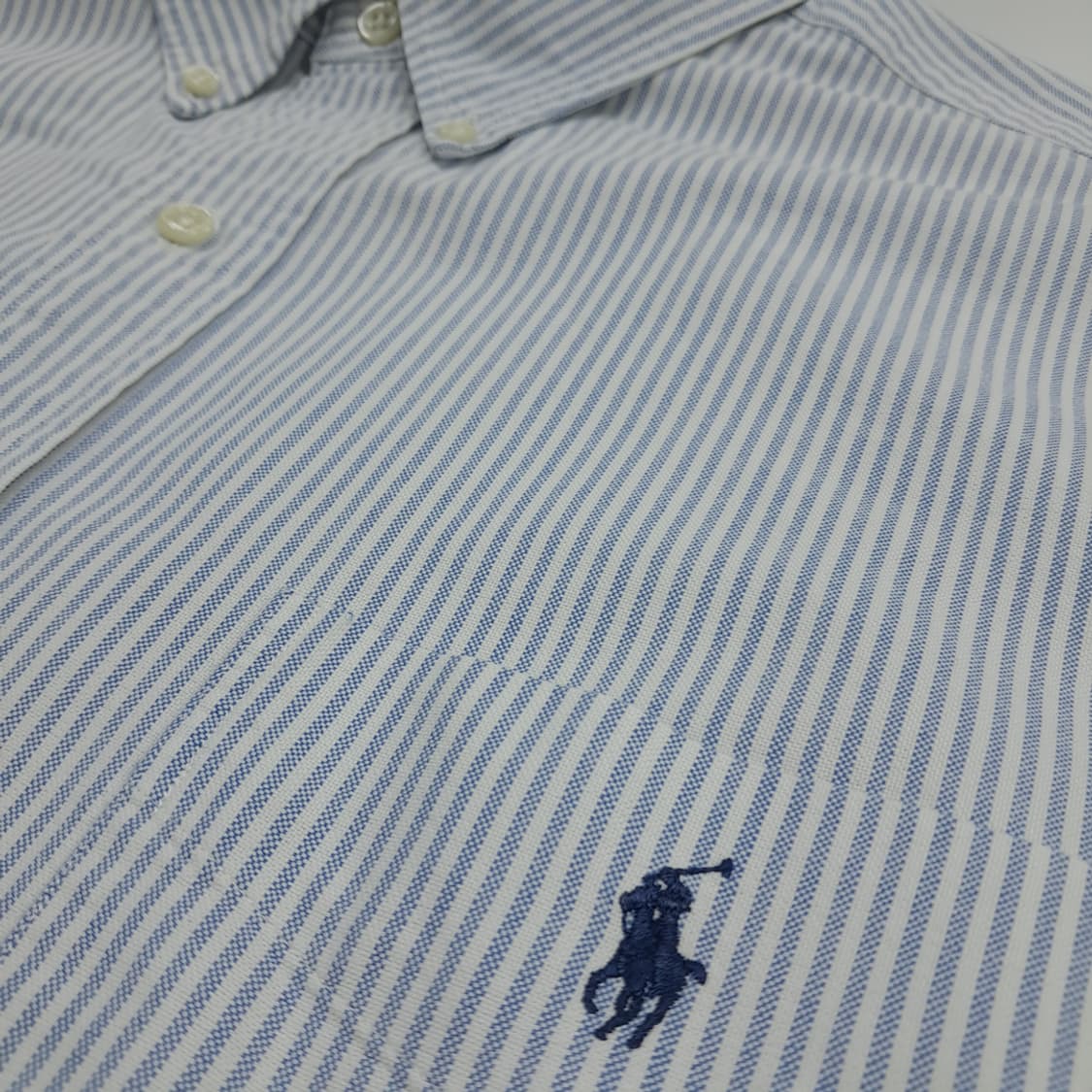 Co742 2XL 폴로 랄프로렌 빅셔츠 클래식블루 스트라이프 긴팔 셔츠 상품이미지5