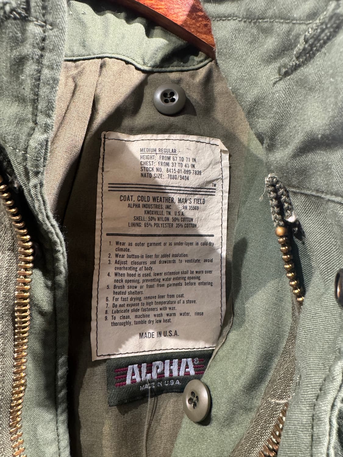 Alpha Industries Inc. khaki field jacket 상품이미지3