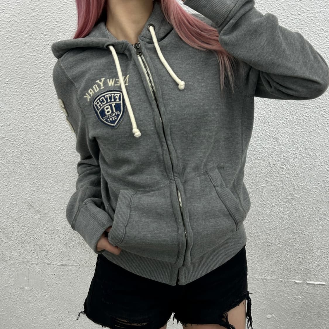 아베크롬비 패치 그레이 후드집업 S 상품이미지1