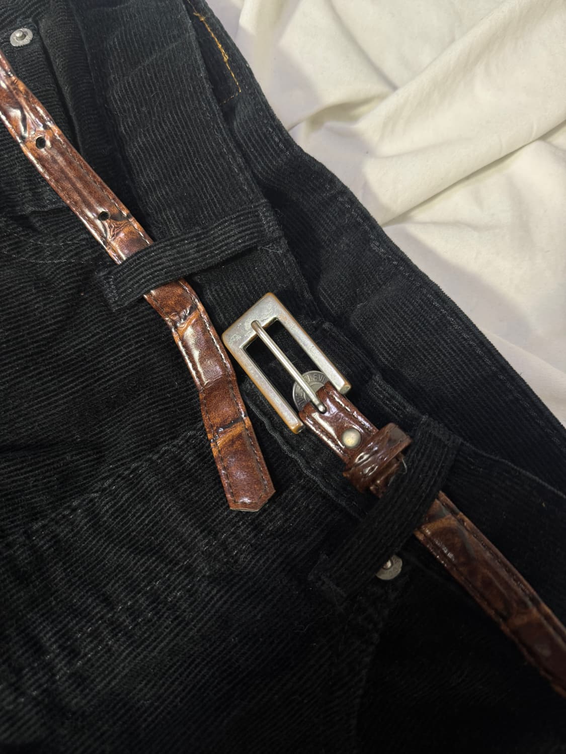 빈티지 크로커다일 에나멜 벨트 상품이미지3