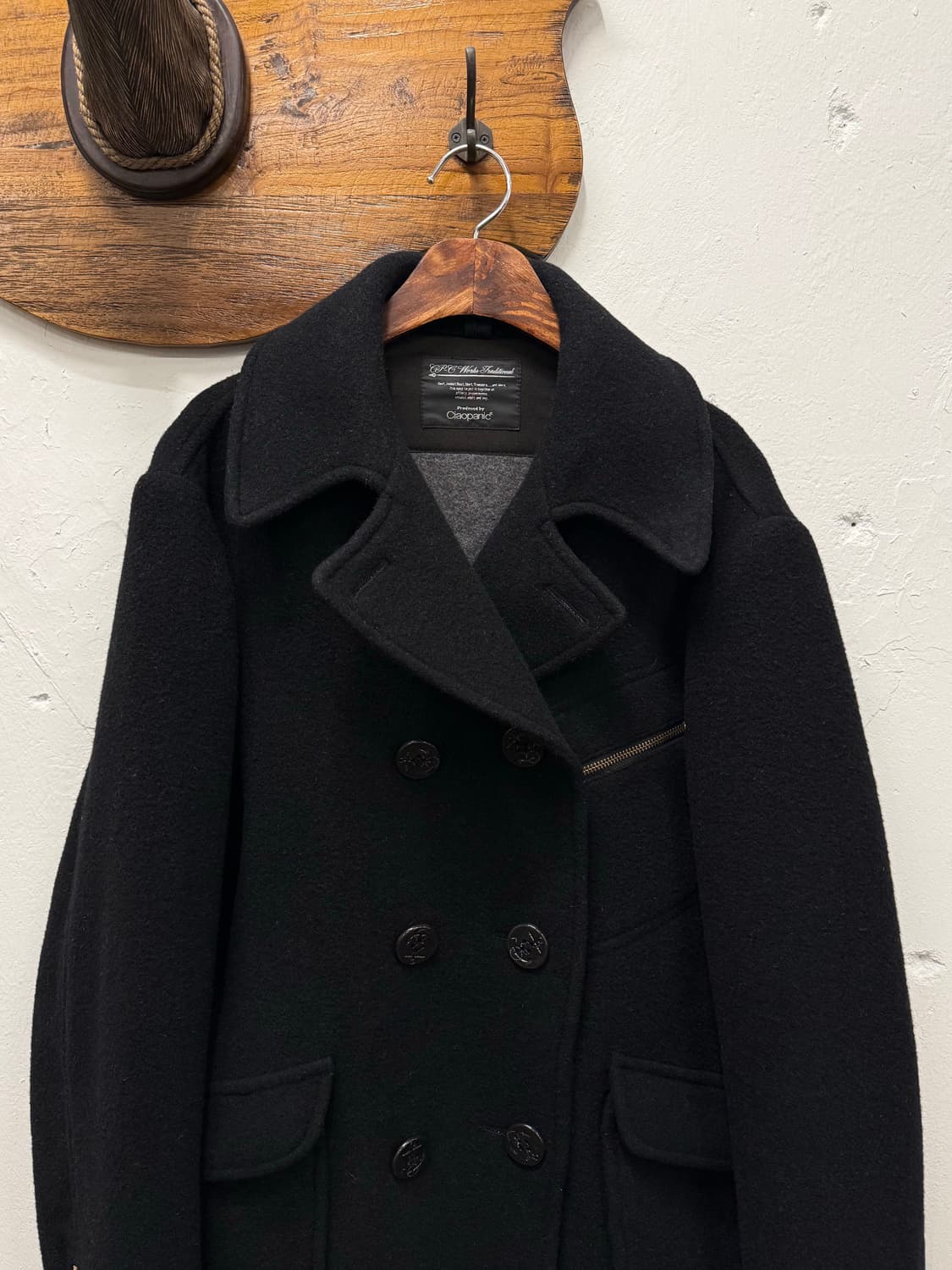 L) Ciaopanic Black Wool Pea Coat 상품이미지1