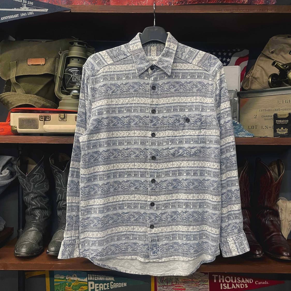 빈티지 멀티 스트라이프 패턴 포켓 셔츠 N508 상품이미지1