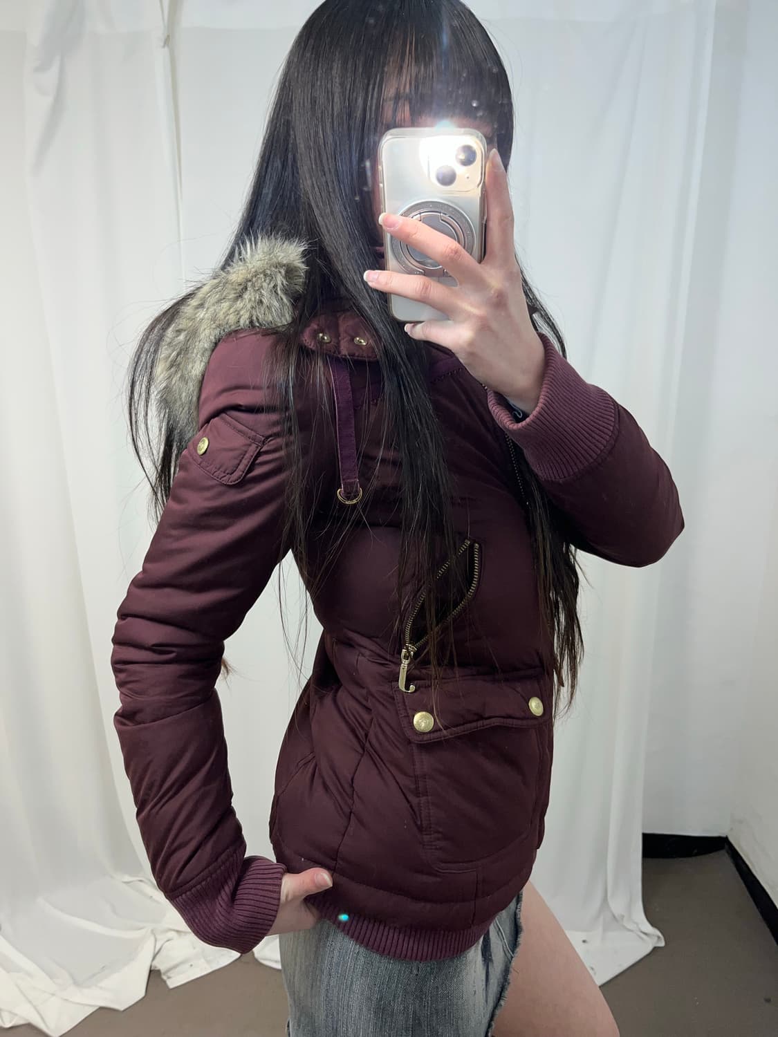 Juicy Couture 갸루깔 버건디 울프죠 패딩  상품이미지5