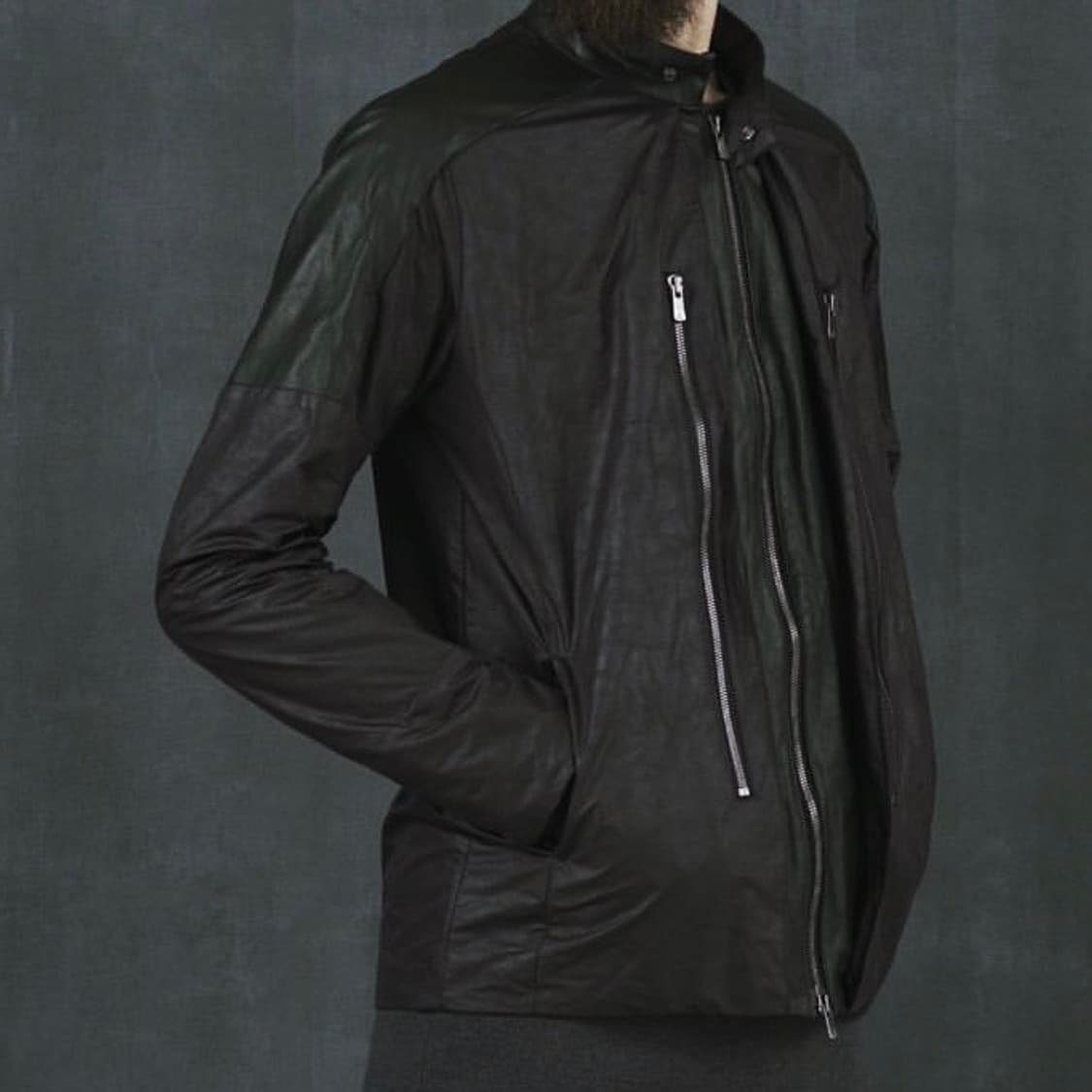 [3] 립 반 윙클 더블 지퍼 레더 혼합 원단 블루종 상품이미지10