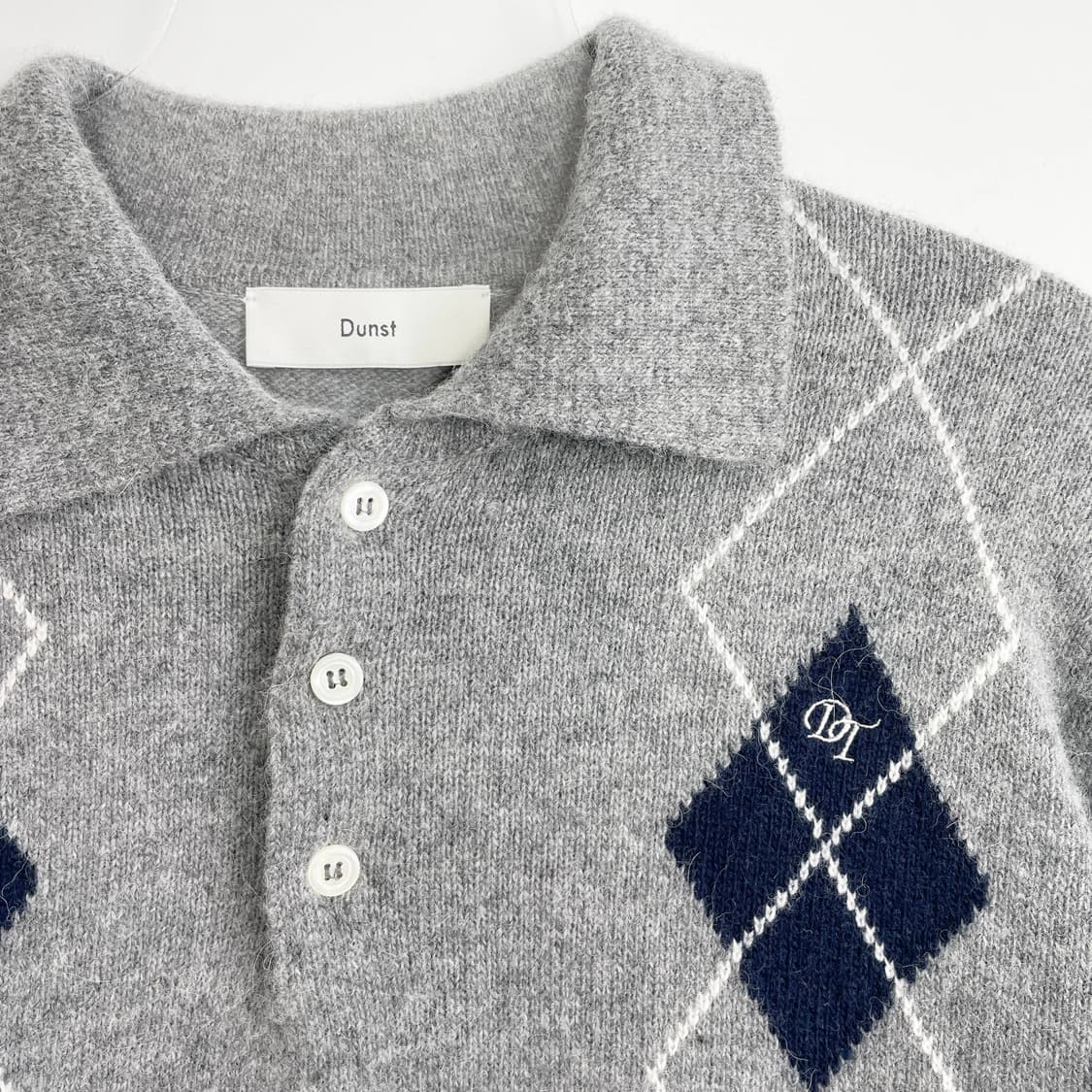 B1 던스트 칼라드 아가일 스웨터 멜란지 그레이 M사이즈 상품이미지2