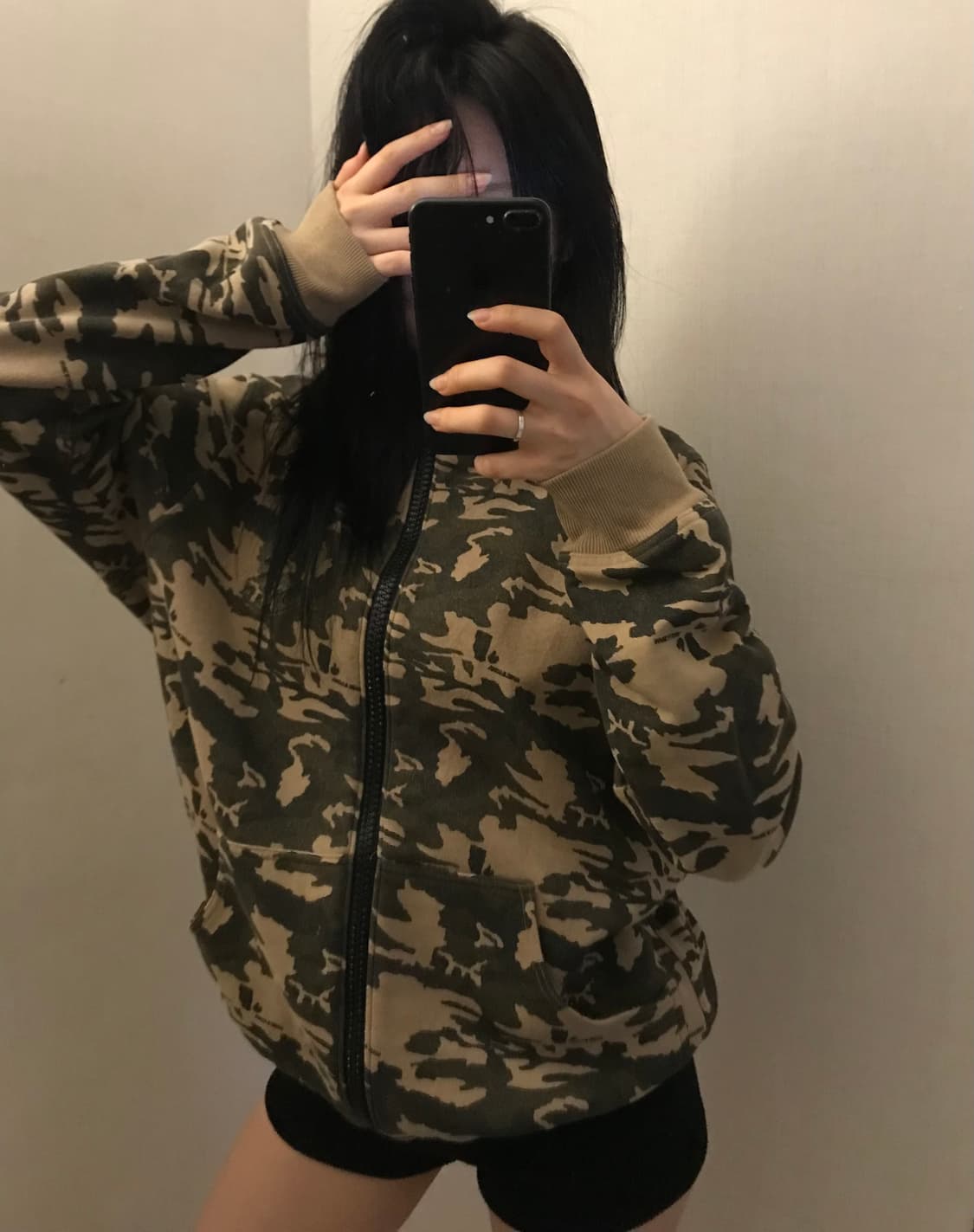 vintage 카모 후드집업 상품이미지1