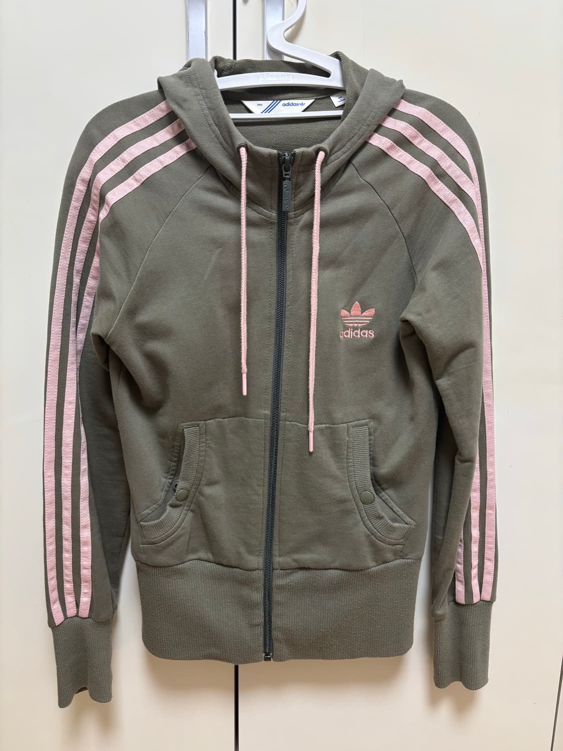 빈티지 아디다스 후드집업 카키/핑크 상품이미지1