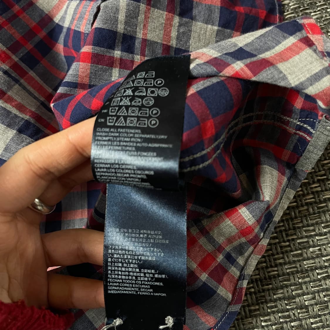 타미힐피거 레드 네이비 체크 긴팔 셔츠 뉴욕핏 상품이미지6