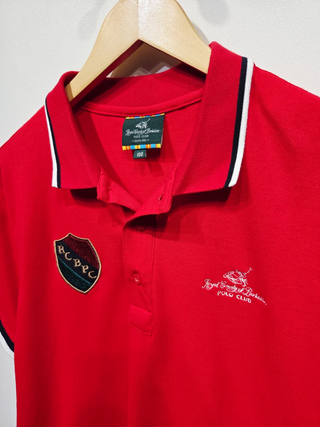 폴로클럽. 남자 레드 반팔 카라티_100 상품이미지5