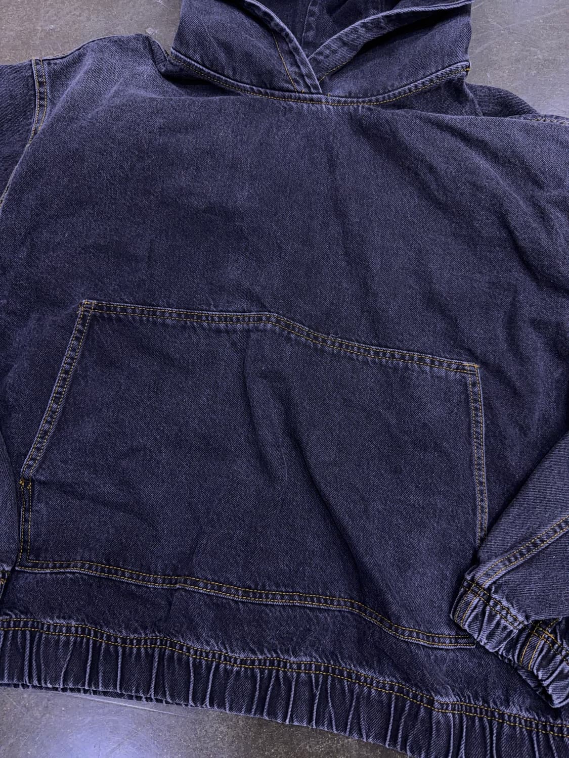 자라 데님 후드 스웻셔츠 맨투맨 워싱 블랙 후디 L 상품이미지8