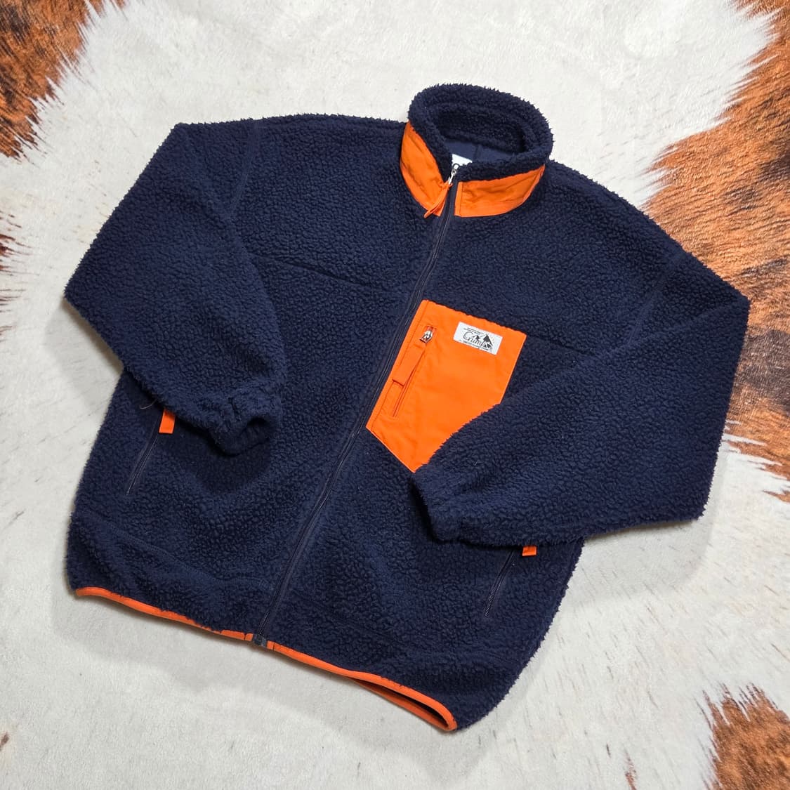 네이비 오렌지 하이넥 후리스 집업 상품이미지1