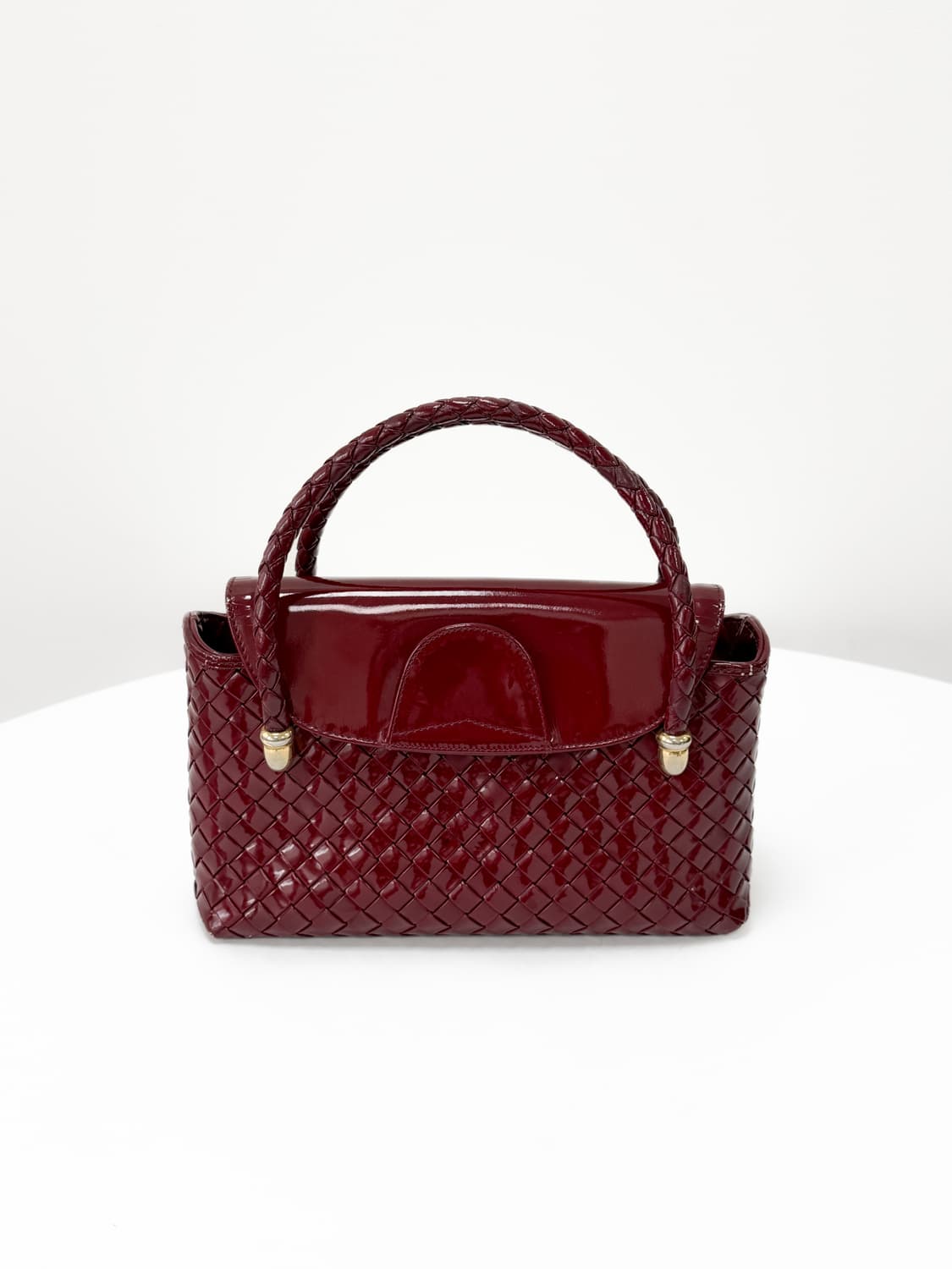 보테가베네타 빈티지 인트레치아토 페이턴트 탑 핸들 상품이미지1