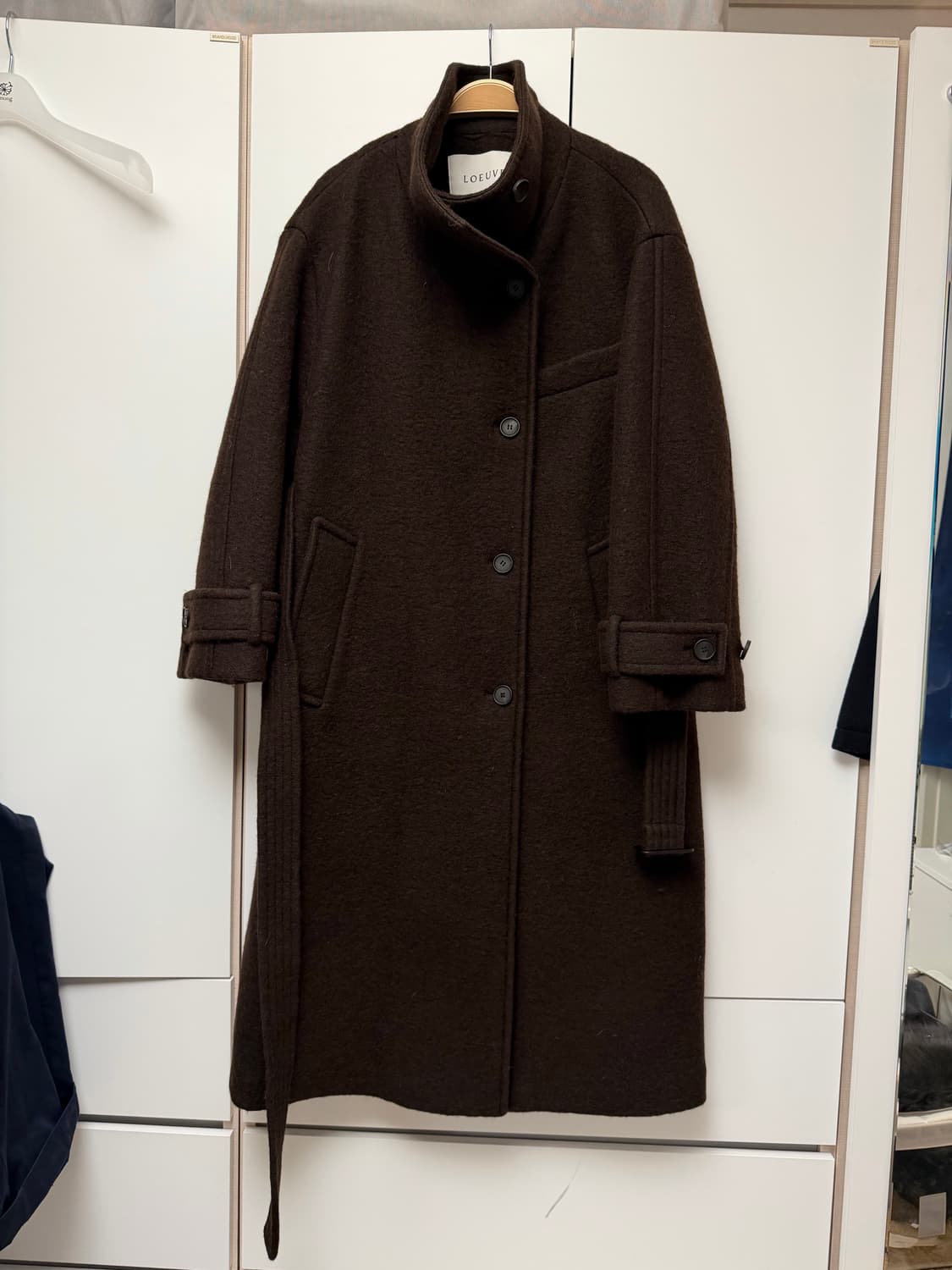 루에브르 벨티드 하이넥 롱 코트 상품이미지2