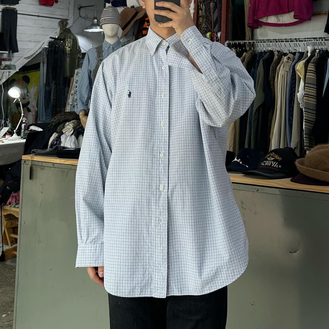 (착용컷) 폴로 랄프로렌 체크 셔츠 (남성용 105) 상품이미지2