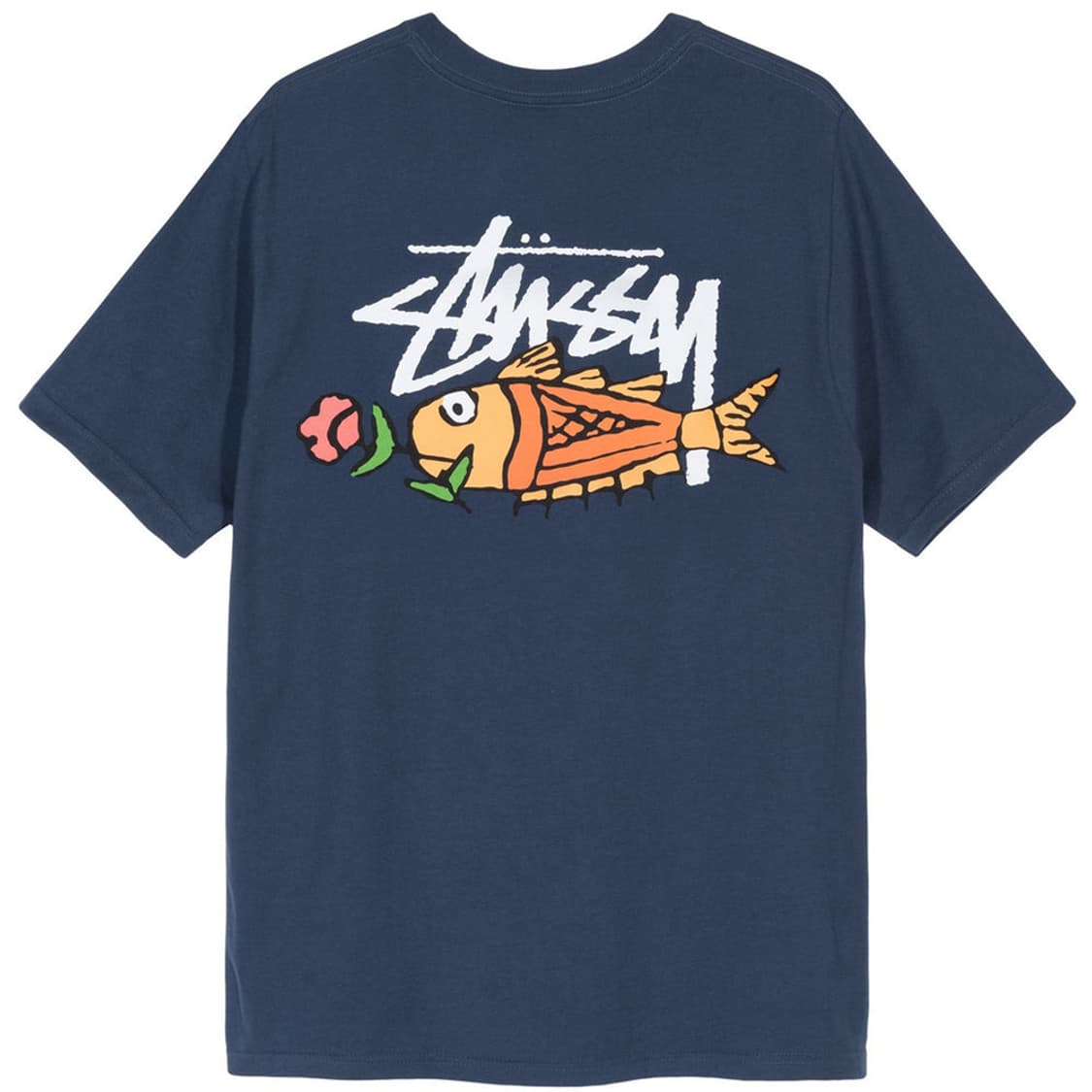 스투시 carp stock 피쉬 물고기 티셔츠 네이비 상품이미지1
