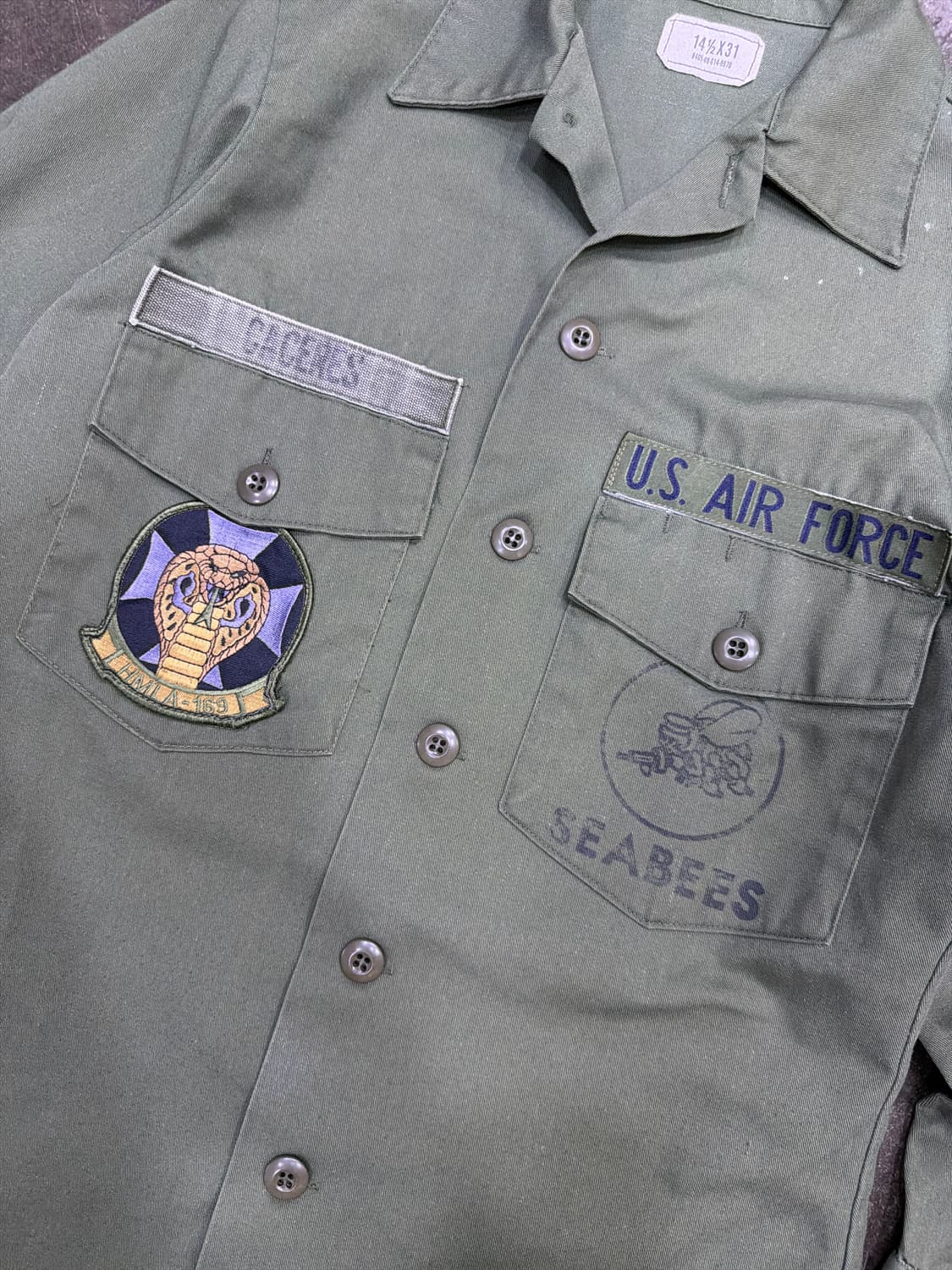 미공군 OG-507 유틸리티 패치 셔츠 Seebees 14.5 x31 상품이미지4