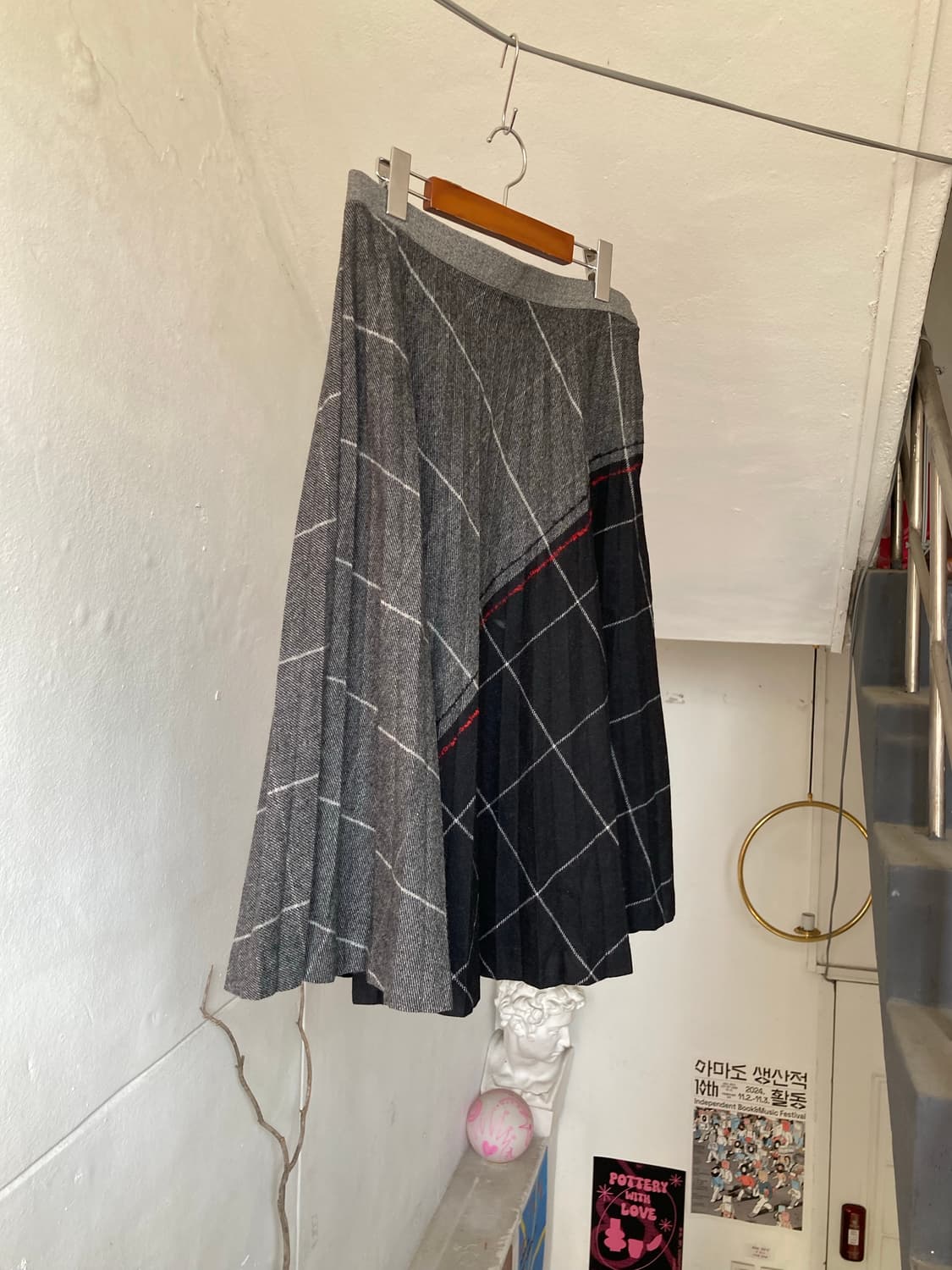 울 플리츠 플레어 미디 스커트 상품이미지7