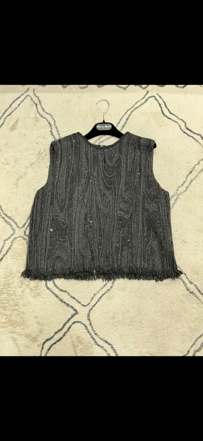 브루넬로 쿠치넬리 여성 캐시미어 스펭글 베스트 XL 상품이미지6