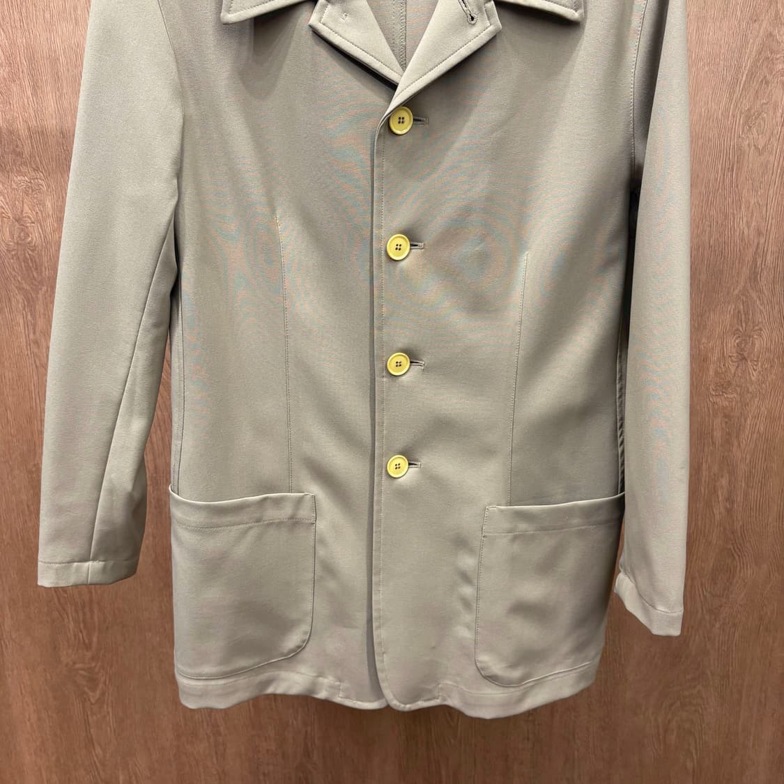 아르마니 진스 긴팔 미디 자켓 노치드 카라 싱글 버튼 디테일 베이지 상품이미지5