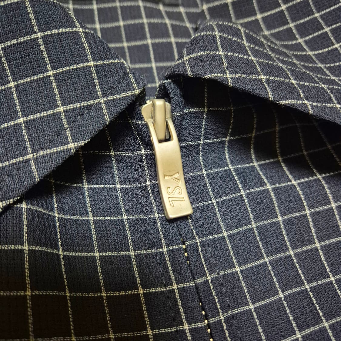 [올드 명품🔥]90s 입생로랑 체크 블루종 상품이미지5