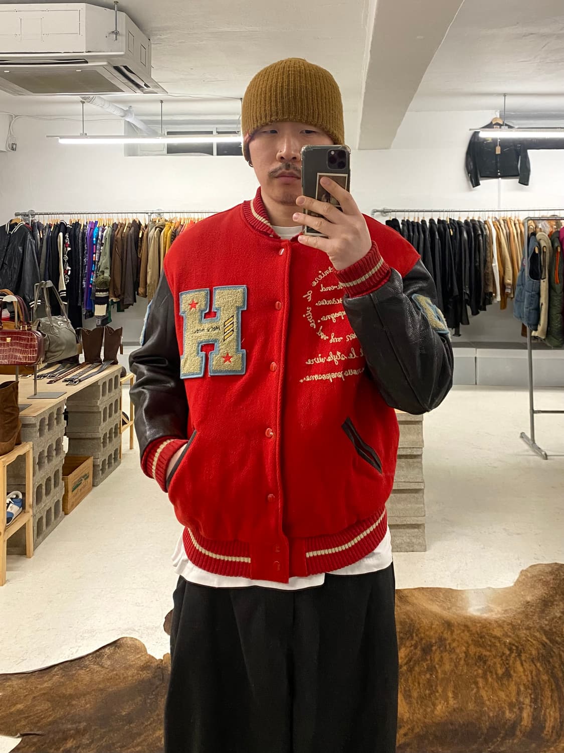 90's VTG leather varsity jacket 90년대 바시티 상품이미지9