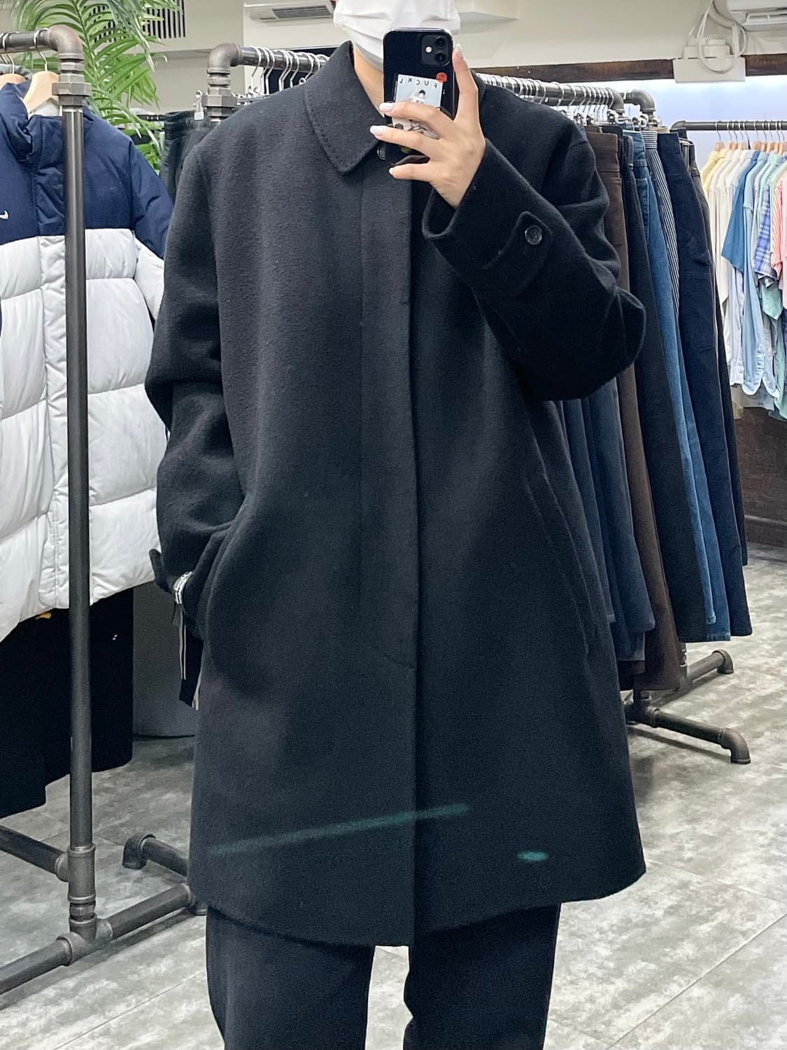 입생로랑 블랙 모직 싱글 코트 상품이미지2