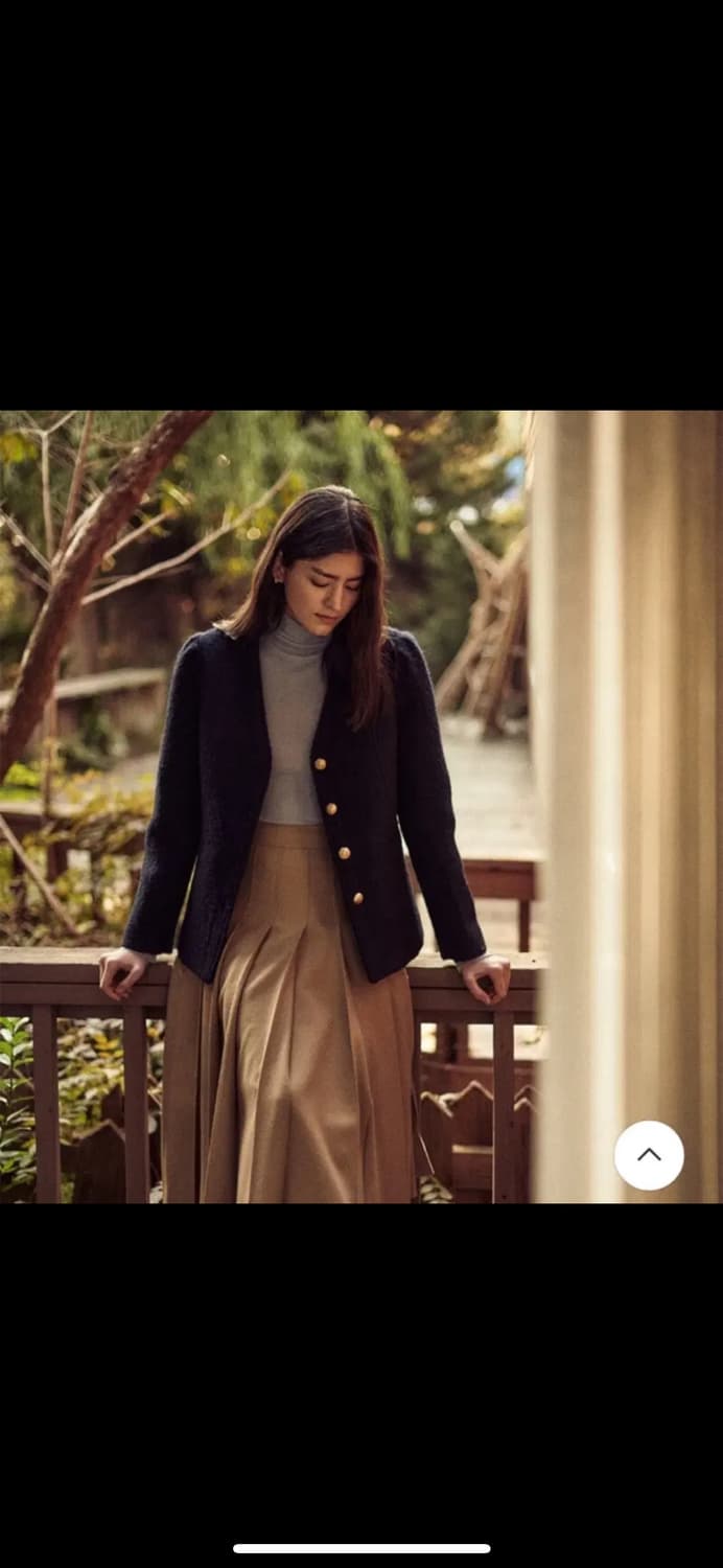 패브릭컬러지 노카라 퍼프 슬리브 자켓 블랙 상품이미지2