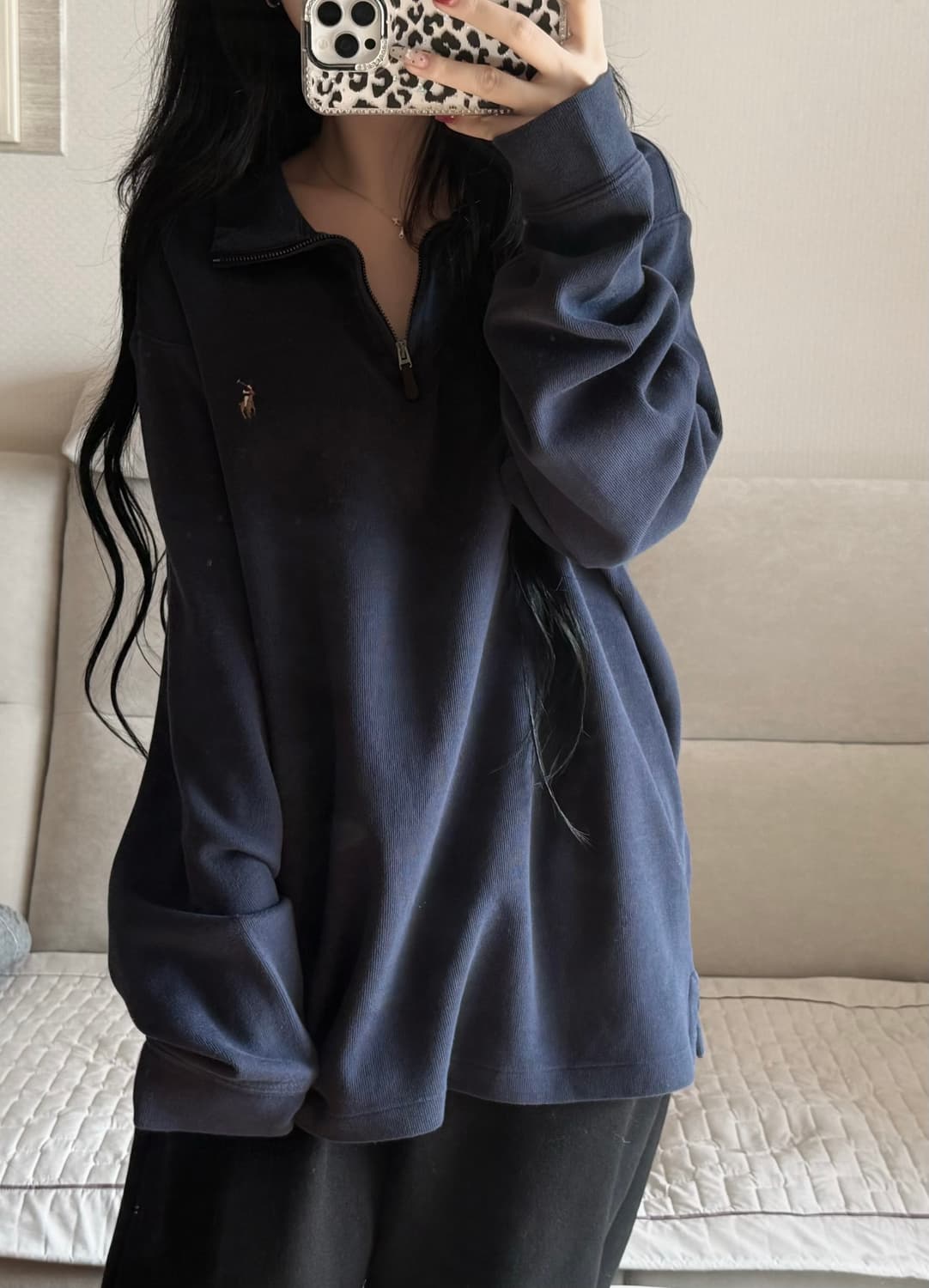 폴로 랄프로렌 네이비 반집업 니트 (QR) 상품이미지1