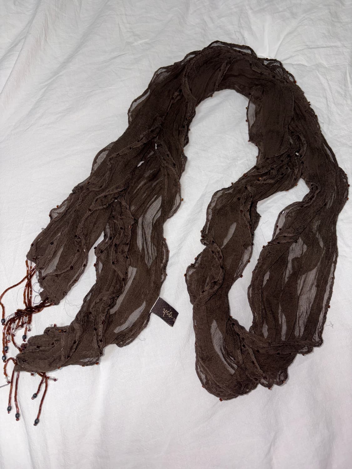 라떼갸루 모리걸 스카프 목도리 초코 브라운 빈티지 카모 몽글 모리 stc 상품이미지1