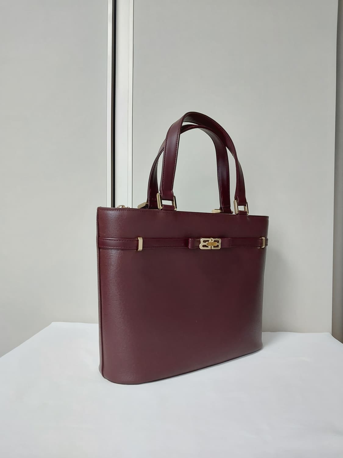 발렌시아가 BB로고 사피아노 버건디 토트백 (정품) 상품이미지2