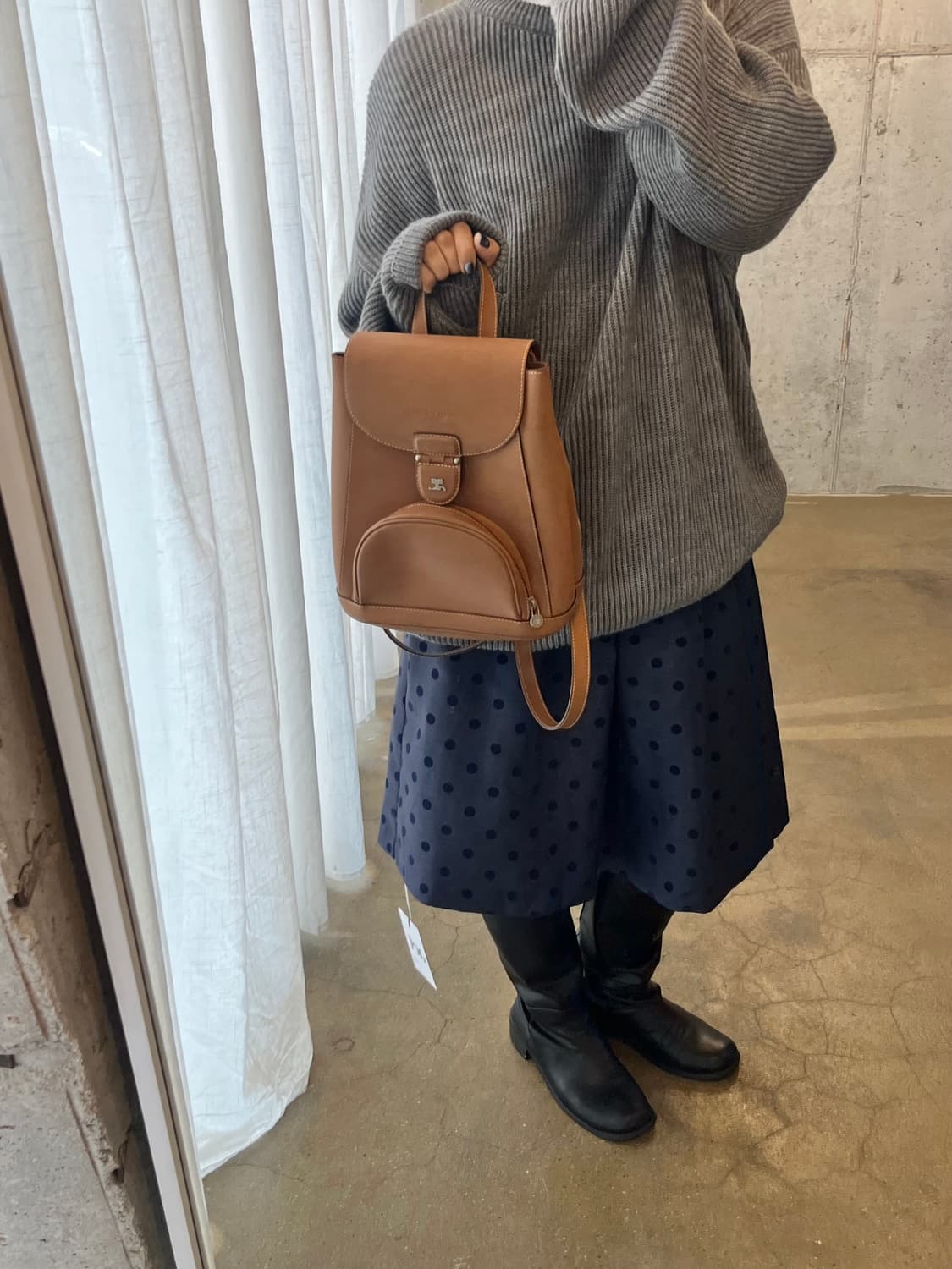 벨벳 도트 스커트 네이비 상품이미지5