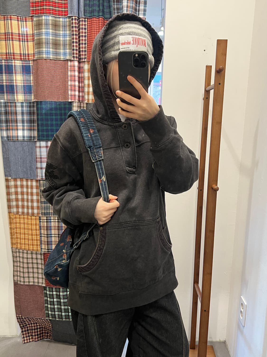 폴로 차콜 기모 후드티 상품이미지5