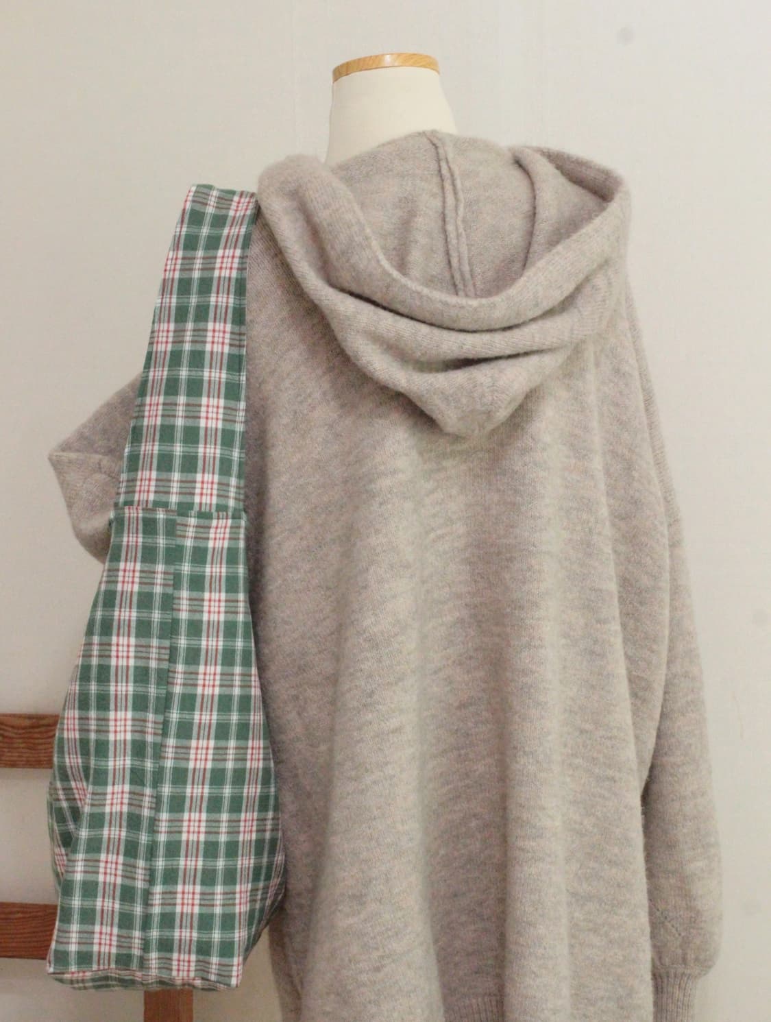 핸드메이드 원핸들백 그린 체크 가방 상품이미지3