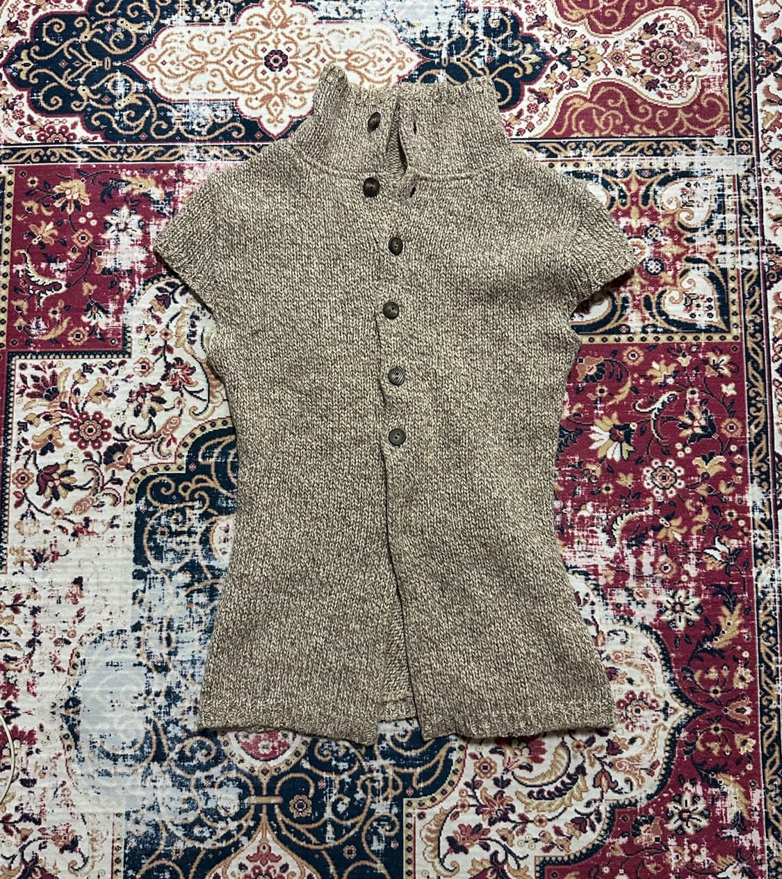 모리걸 니트 반팔 가디건 레이스 버튼 롱슬리브리스 코디 상품이미지2