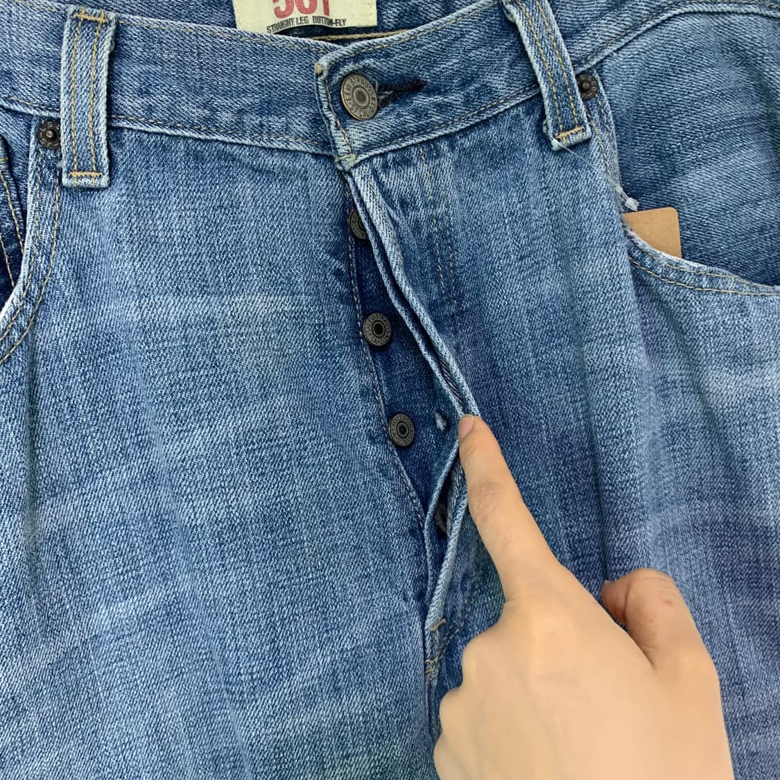 리바이스 501 워싱 데님팬츠 청바지 36인치 중청 연청 y2k 00s 상품이미지7