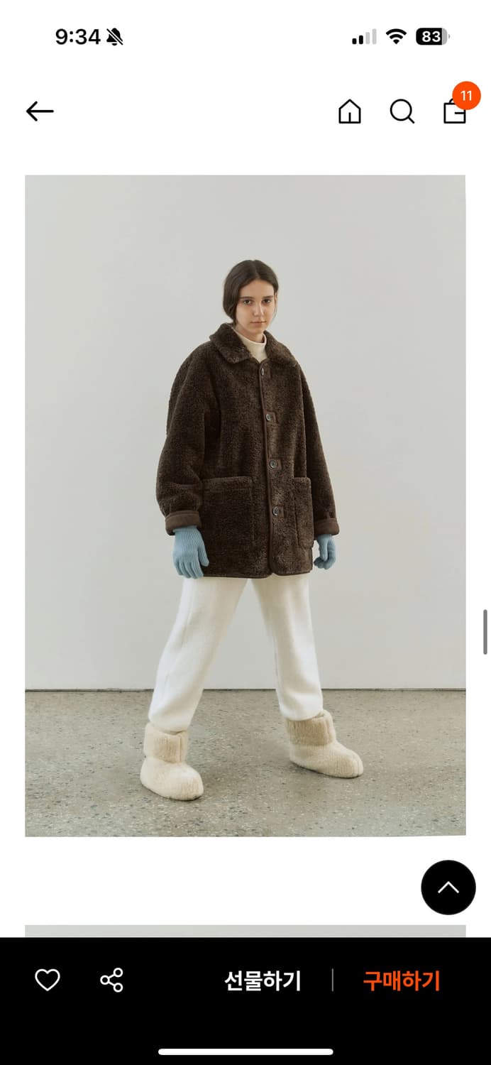 앤니즈 리버시블 쉐어링 무스탕 (브라운) 상품이미지5