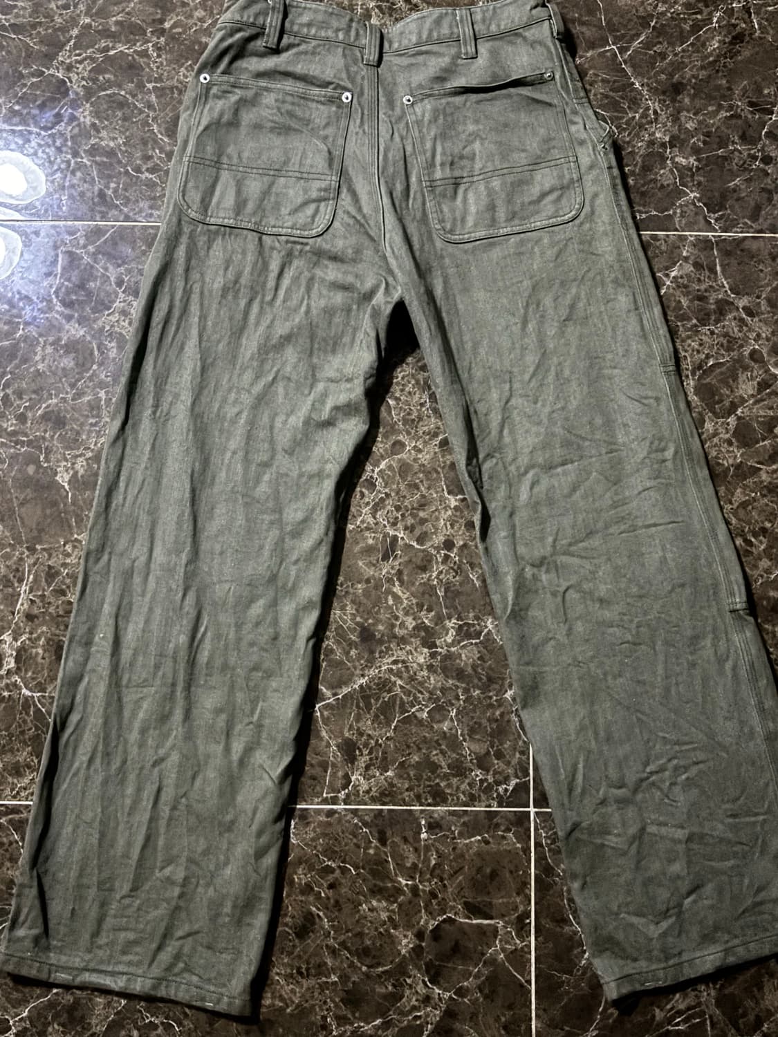 쿠어 노 페이드 카펜터 데님 팬츠 올리브그린 상품이미지2