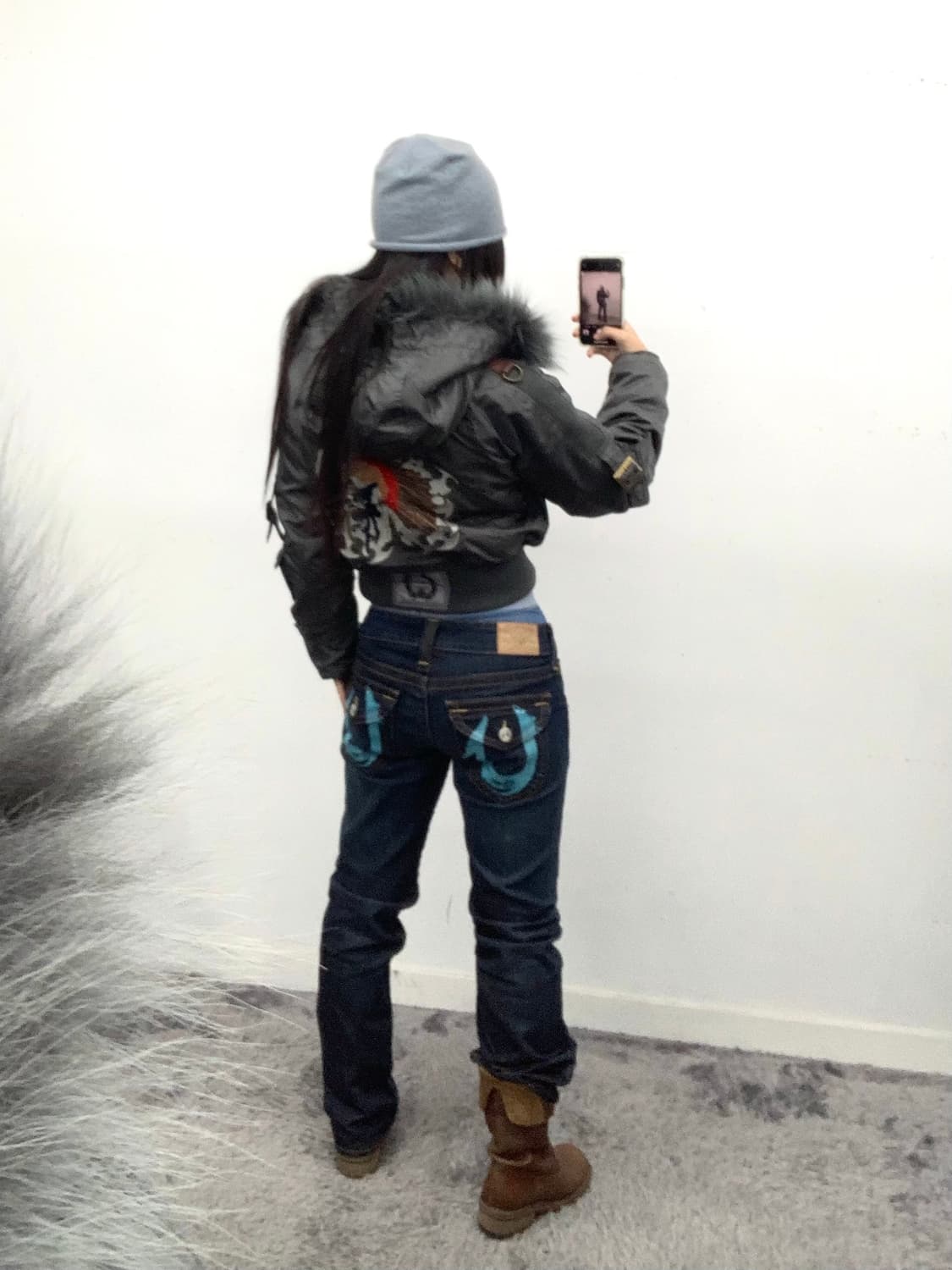 트루릴리전 페인팅 로고 로우라이즈 데님 상품이미지1