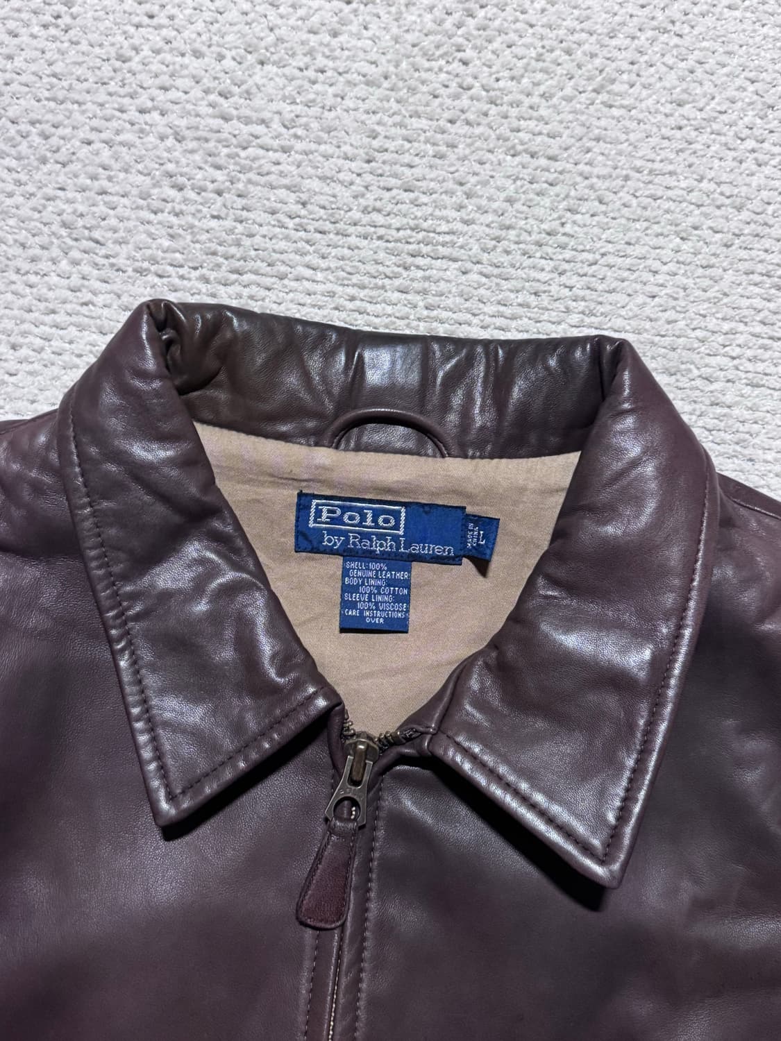 폴로 랄프로렌 양가죽 브라운 레더 자켓 L 상품이미지3
