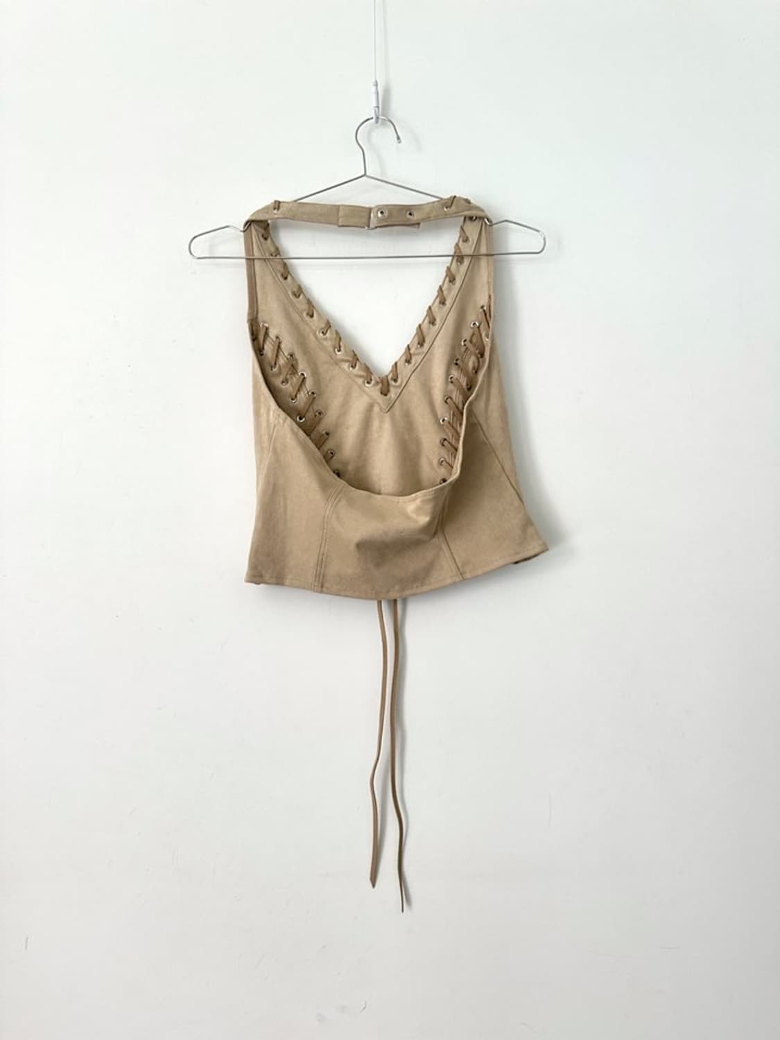 Suede western halter neck top / beige 상품이미지5