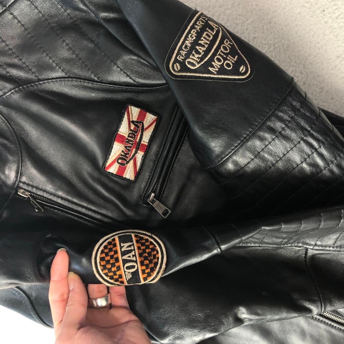 OKANDLA 쉽스킨 바이커 레더 자켓 상품이미지5