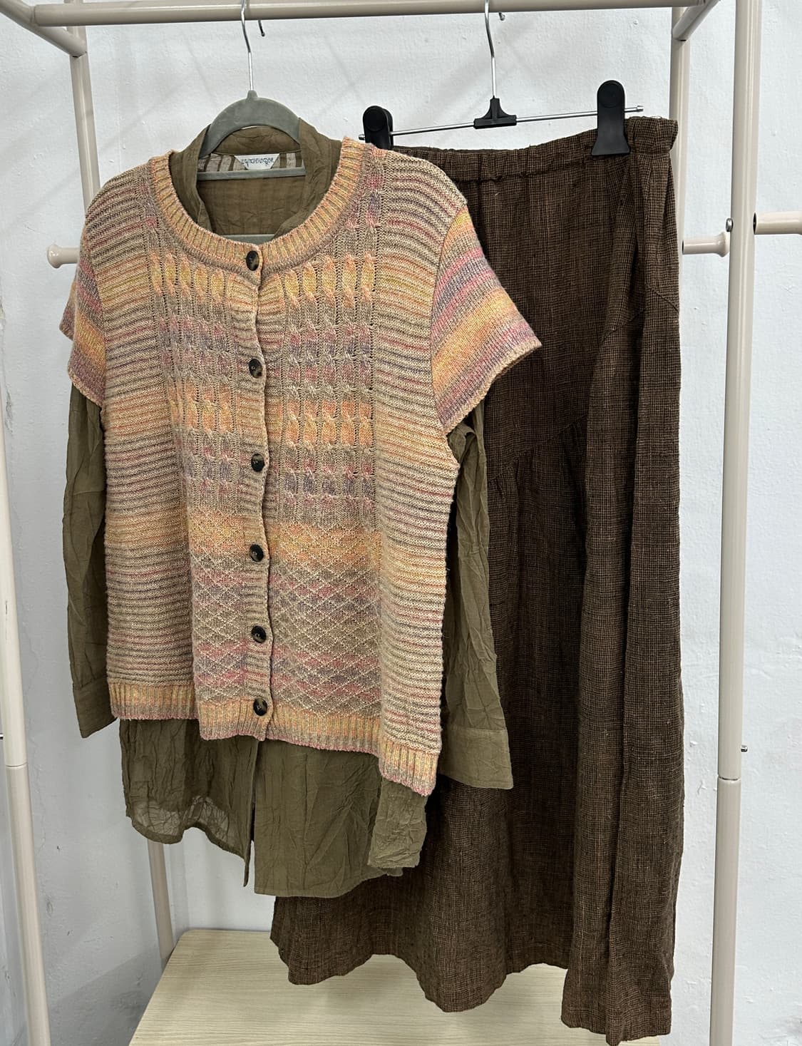 🥯하구미의 가을 그런지 룩 코디세트🥯 히피 니트 셔츠 롱 스커트  상품이미지3