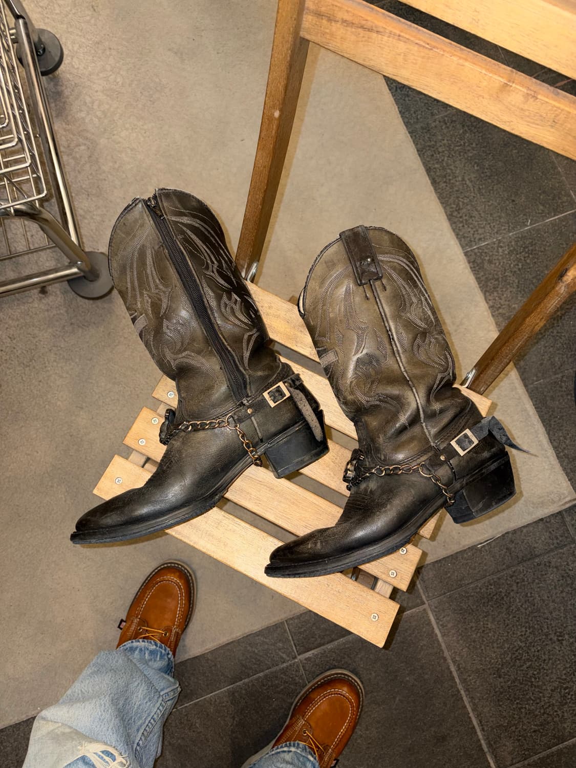 Harley Davidson logo chain western boots 상품이미지5