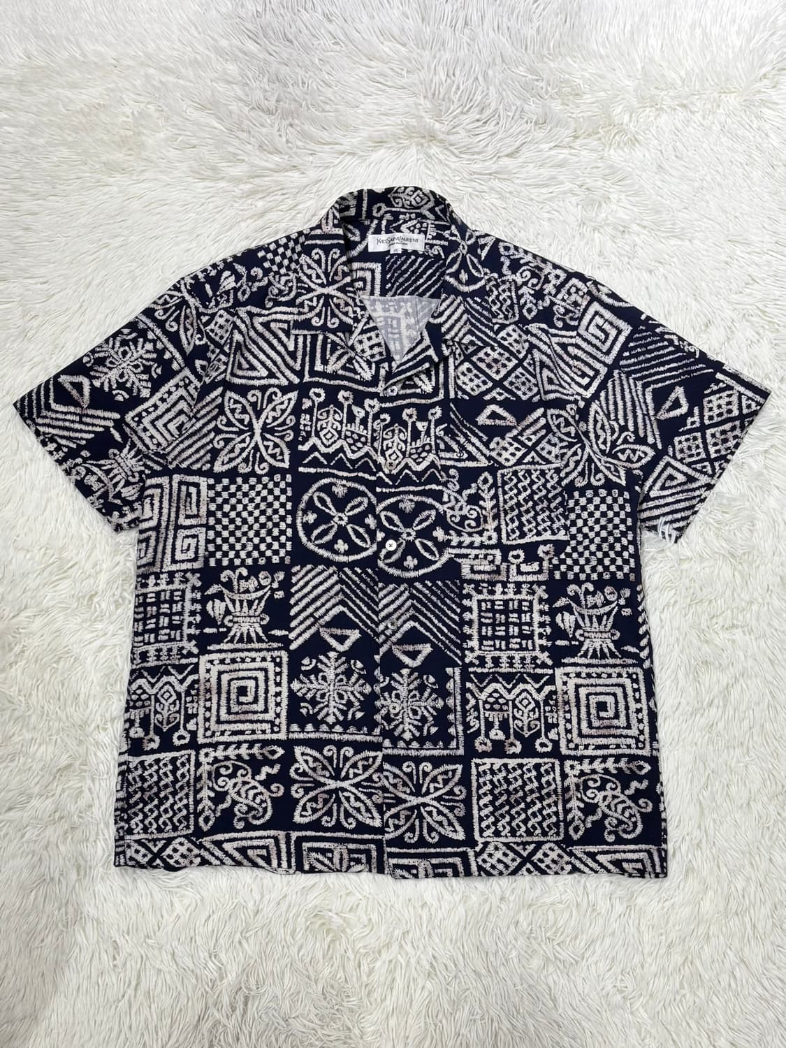 YSL 90’s 오픈카라 패턴 반팔 셔츠 상품이미지3